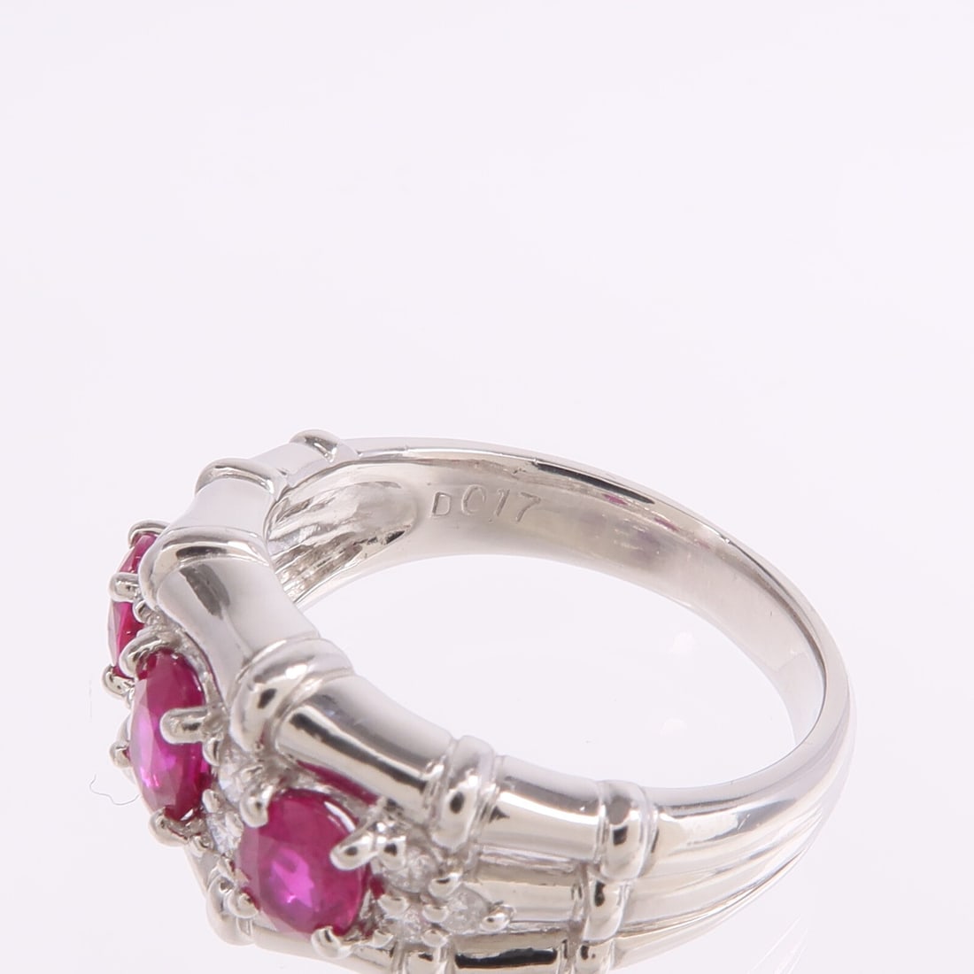 PT900 Platinum Ruby Diamond Ring Size 6.25 - 5