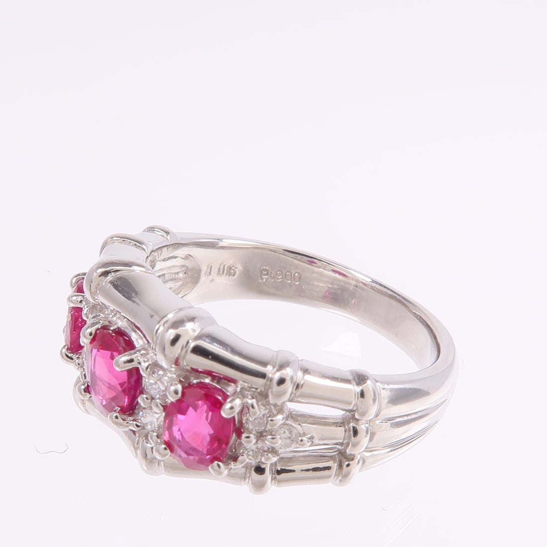 PT900 Platinum Ruby Diamond Ring Size 6.25 - 6