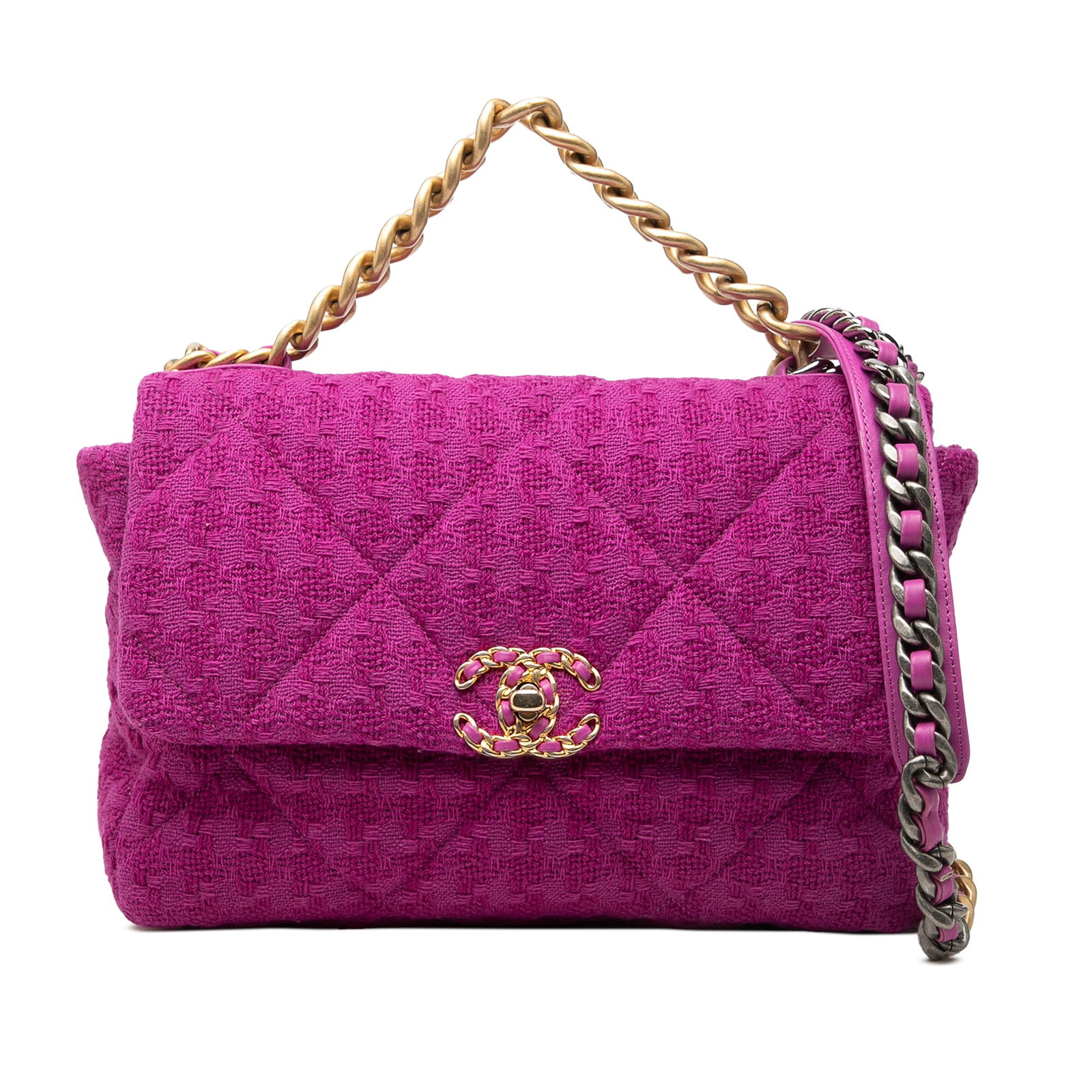 Chanel 19 Flap Large Purple Tweed Shoulder Bag (1 of 6)