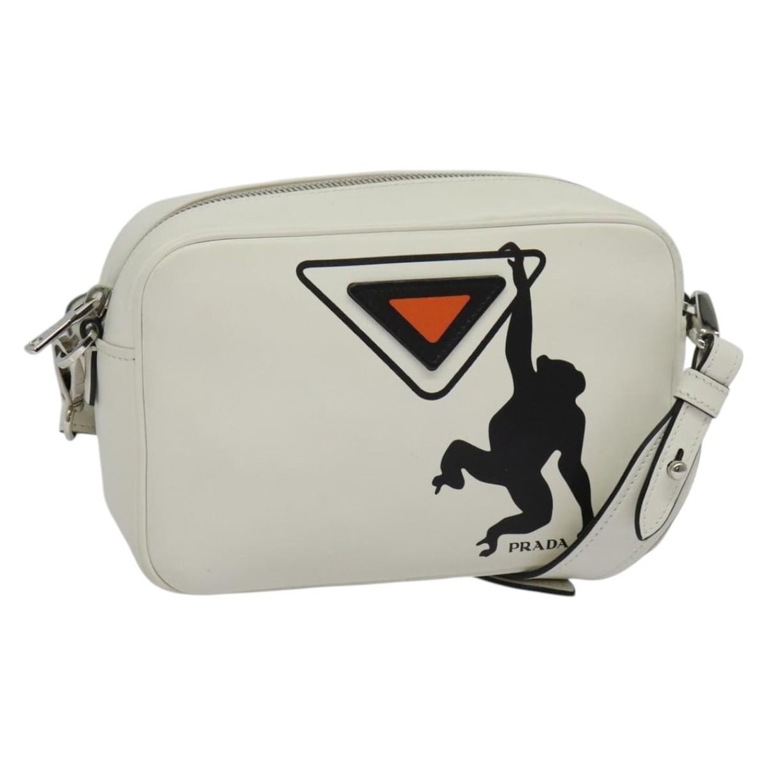 PRADA BA5096 White Silver Leather Shoulder Bag with Dust Bag: PRADA BA5096 White Silver Leather Shoulder Bag with Dust Bag Prada shoulder bag in white and silver leather with an adjustable shoulder strap and dust bag included. Made in Italy, this women's bag sho