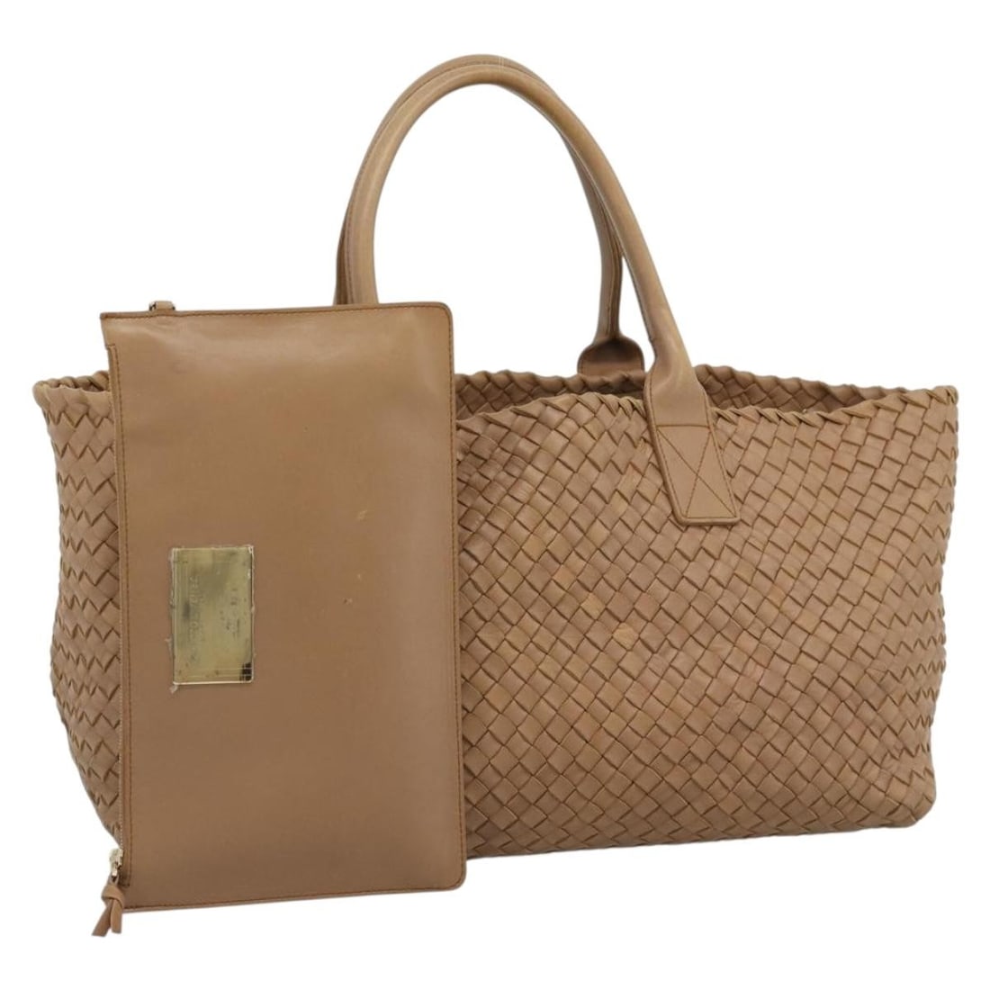 Bottega Veneta 115664 Intrecciato leather tote with pouch beige: Bottega Veneta 115664 Intrecciato leather tote with pouch beige Bottega Veneta Intrecciato Cabas MM tote bag in beige leather. Made in Italy, this women's tote includes a pouch and features a roomy ev