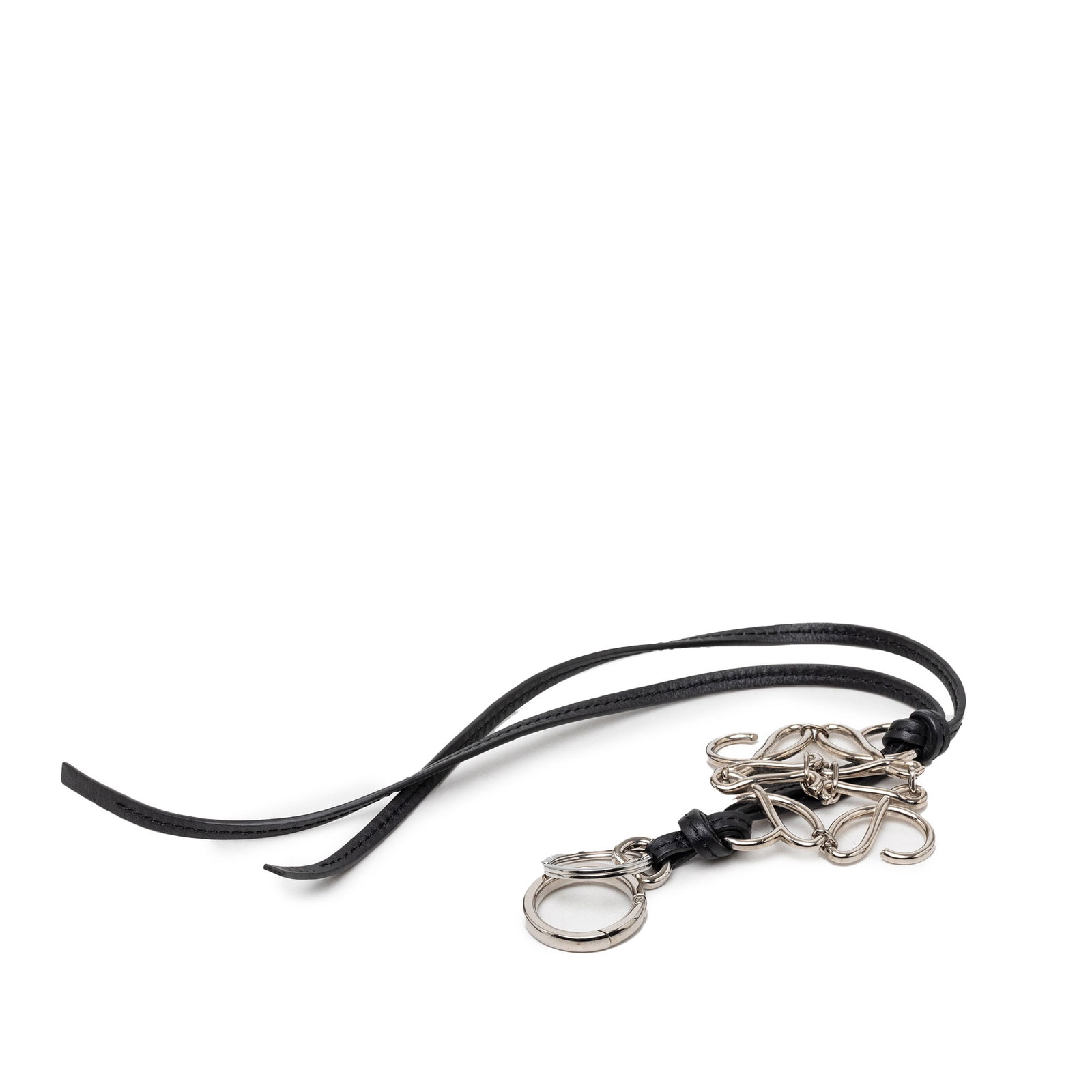 LOEWE Anagram Brass Calfskin Bag Charm Key Ring Black (1 of 4)