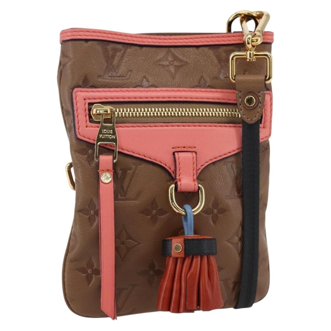 Louis Vuitton Monogram Empreinte Leather Shoulder Bag M40369 Brown with Dust Bag: Louis Vuitton Monogram Empreinte Leather Shoulder Bag M40369 Brown with Dust Bag This Louis Vuitton Monogram Empreinte Flat Shoulder Bag features brown embossed leather and a compact, flat silhouette.