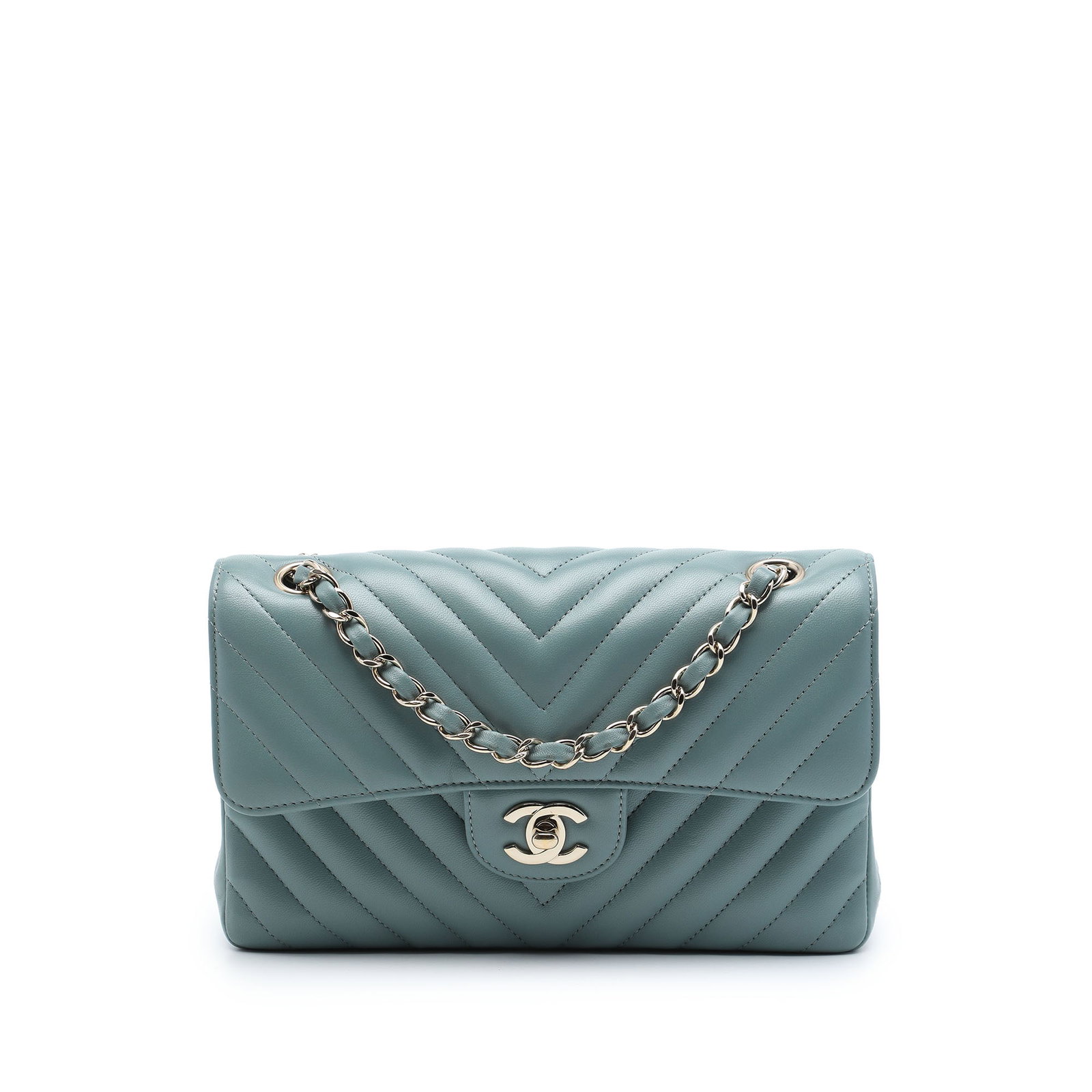 Chanel Small Classic Chevron Blue Lambskin Shoulder Bag (1 of 6)