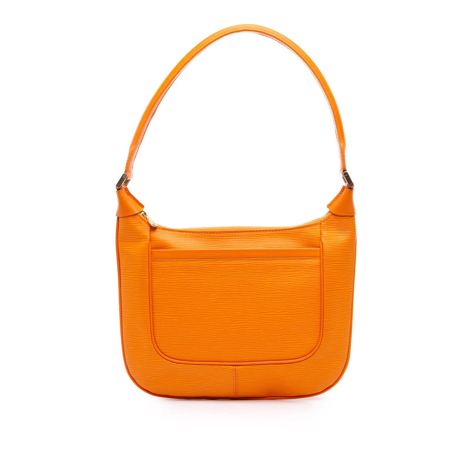 Louis Vuitton Epi Matsy Orange Leather Shoulder Bag: Louis Vuitton Epi Matsy Orange Leather Shoulder Bag A Louis Vuitton Epi Matsy shoulder bag crafted in orange Epi leather. The bag features a rolled leather strap, top zip closure, an exterior front sl