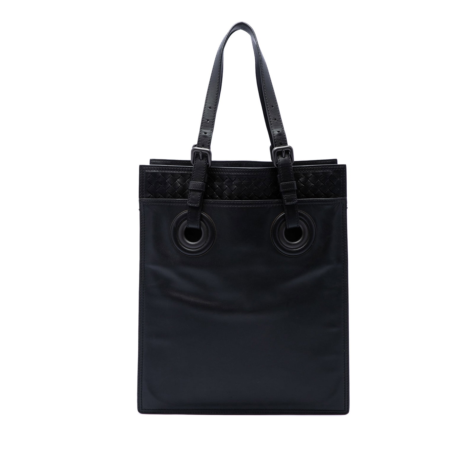 Bottega Veneta Oculus Tote Black Leather Intrecciato Trim Bag (1 of 6)
