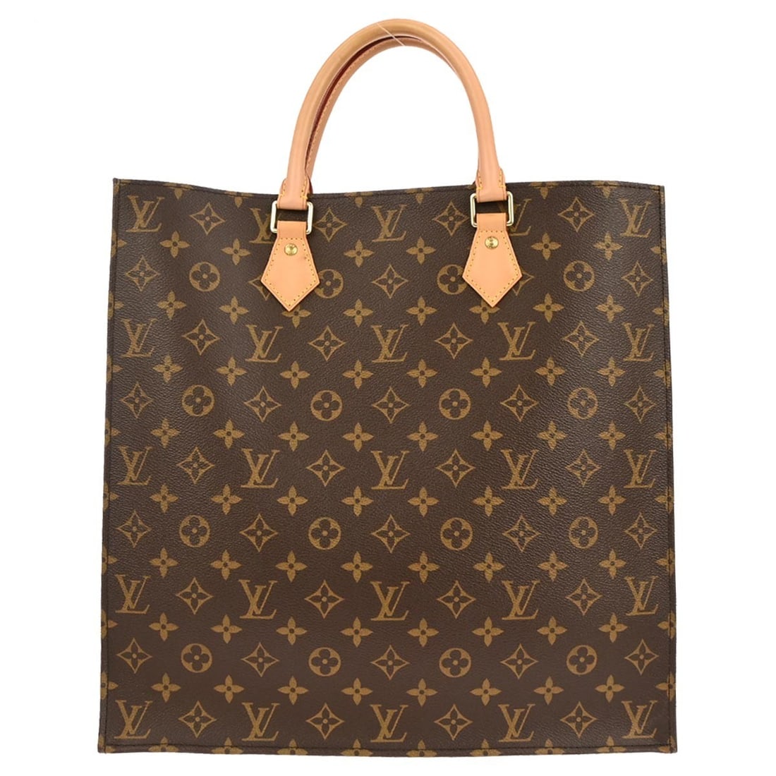 Louis Vuitton Sac Plat NM Monogram Canvas Brown Tote M40805: Louis Vuitton Sac Plat NM Monogram Canvas Brown Tote M40805 Louis Vuitton Sac Plat NM tote handbag in brown Monogram canvas with leather trim and handles. This open-top medium tote features logo accen