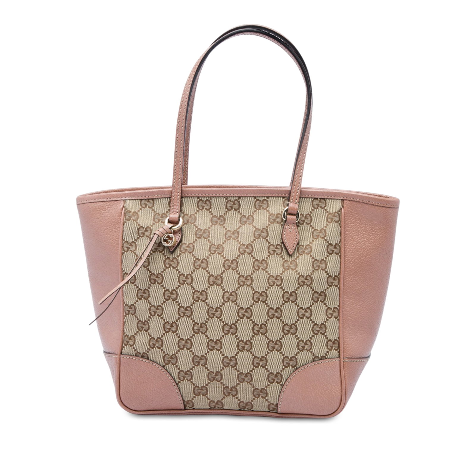 Gucci Bree Tote Beige GG Canvas Handbag: Gucci Bree Tote Beige GG Canvas Handbag A Gucci Bree tote crafted with a GG canvas body and leather trim. It features flat leather handles, a top zip closure, and an interior with zip and slip pockets