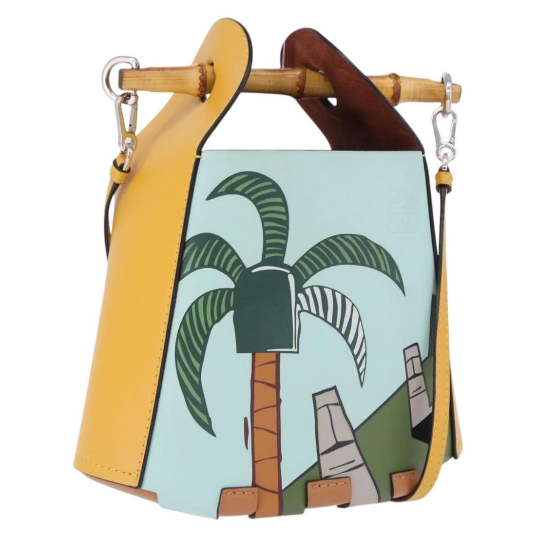 LOEWE Ken Price 2way Leather Handbag Yellow Silver Strap (1 of 18)