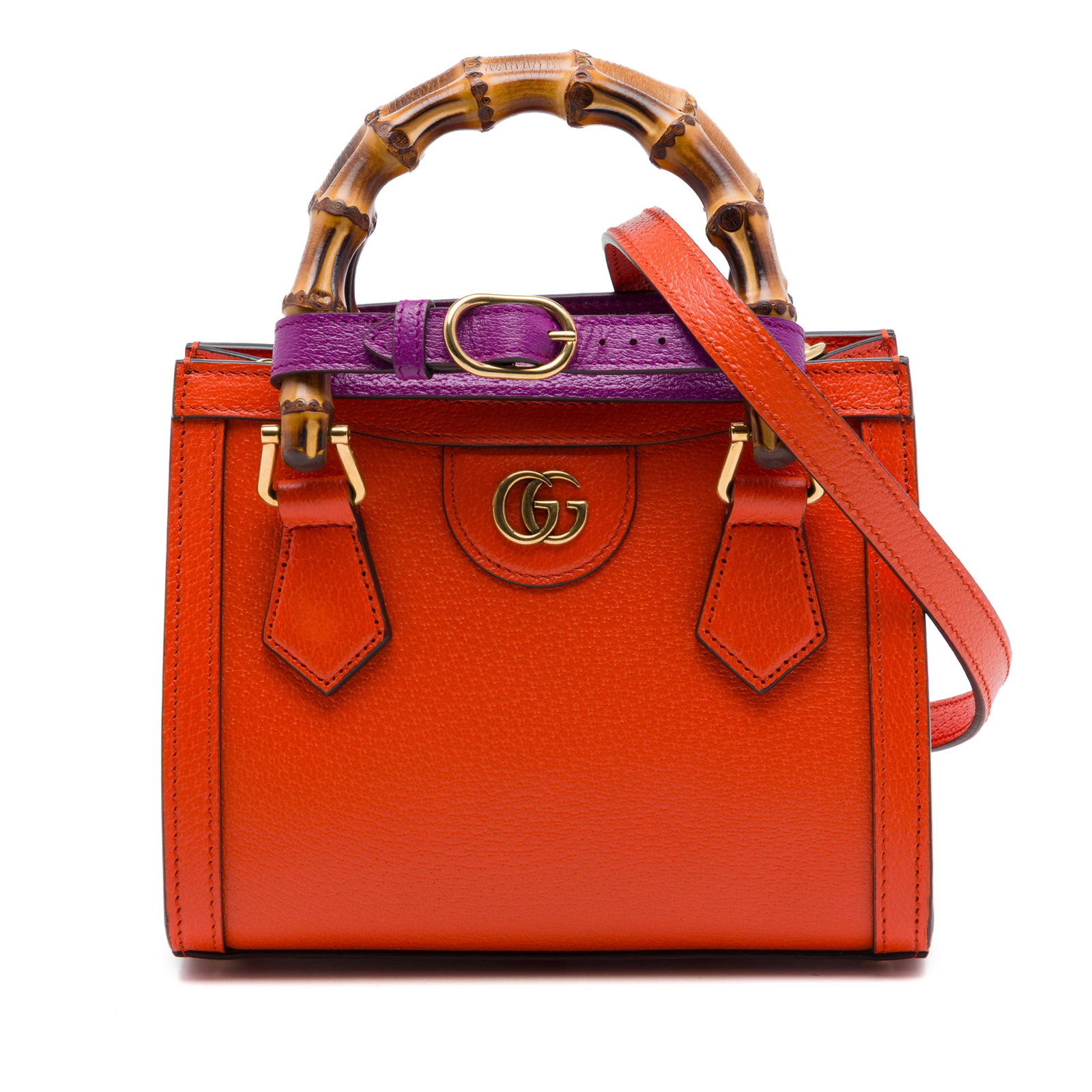 Gucci Diana Small Bamboo Handle Calfskin Satchel Orange: Gucci Diana Small Bamboo Handle Calfskin Satchel Orange A Gucci Diana satchel crafted in calfskin leather with signature bamboo handles. This small satchel features a detachable flat leather strap and