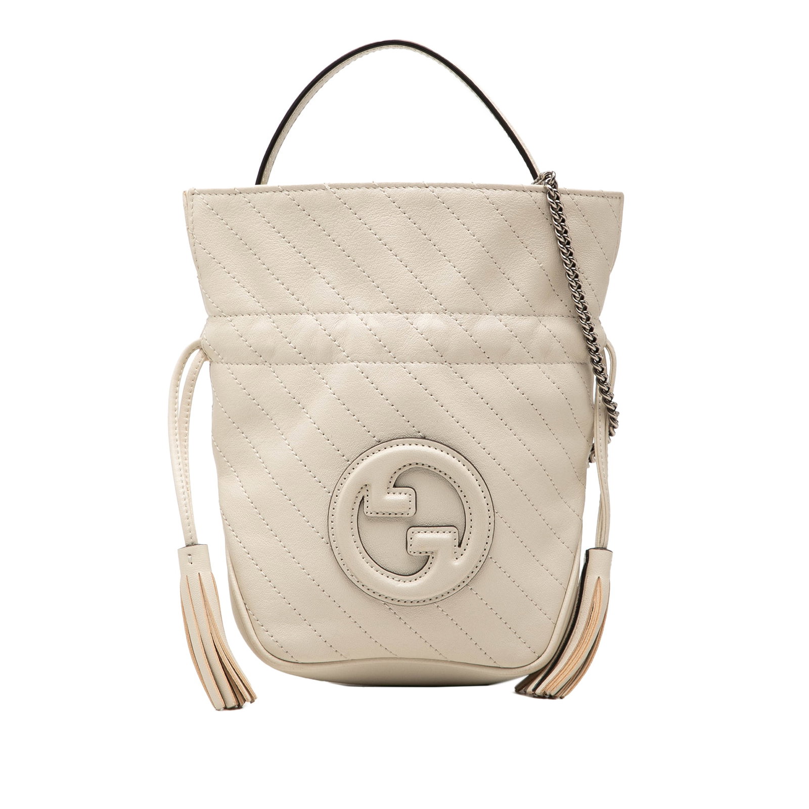 Gucci Blondie Mini Bucket Bag White Diagonal Stitched Calfskin (1 of 7)