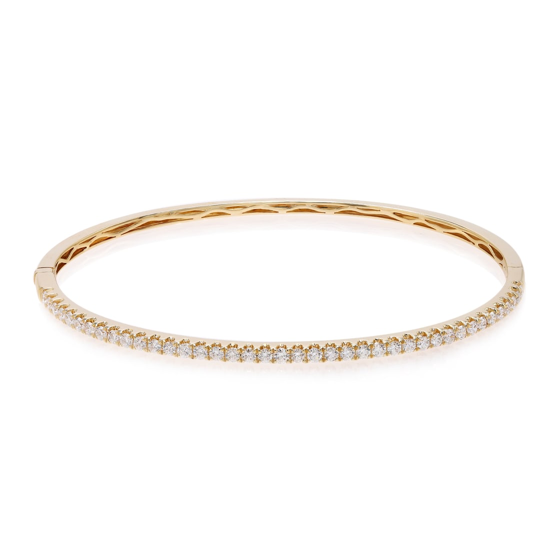 Rachel Koen 18K Yellow Gold Bangle Bracelet 1.00Cttw Round Diamonds: Rachel Koen 18K Yellow Gold Bangle Bracelet 1.00Cttw Round Diamonds This exquisite Rachel Koen bangle bracelet is a stunning addition to any jewelry collection. Crafted from 18K yellow gold, it featur