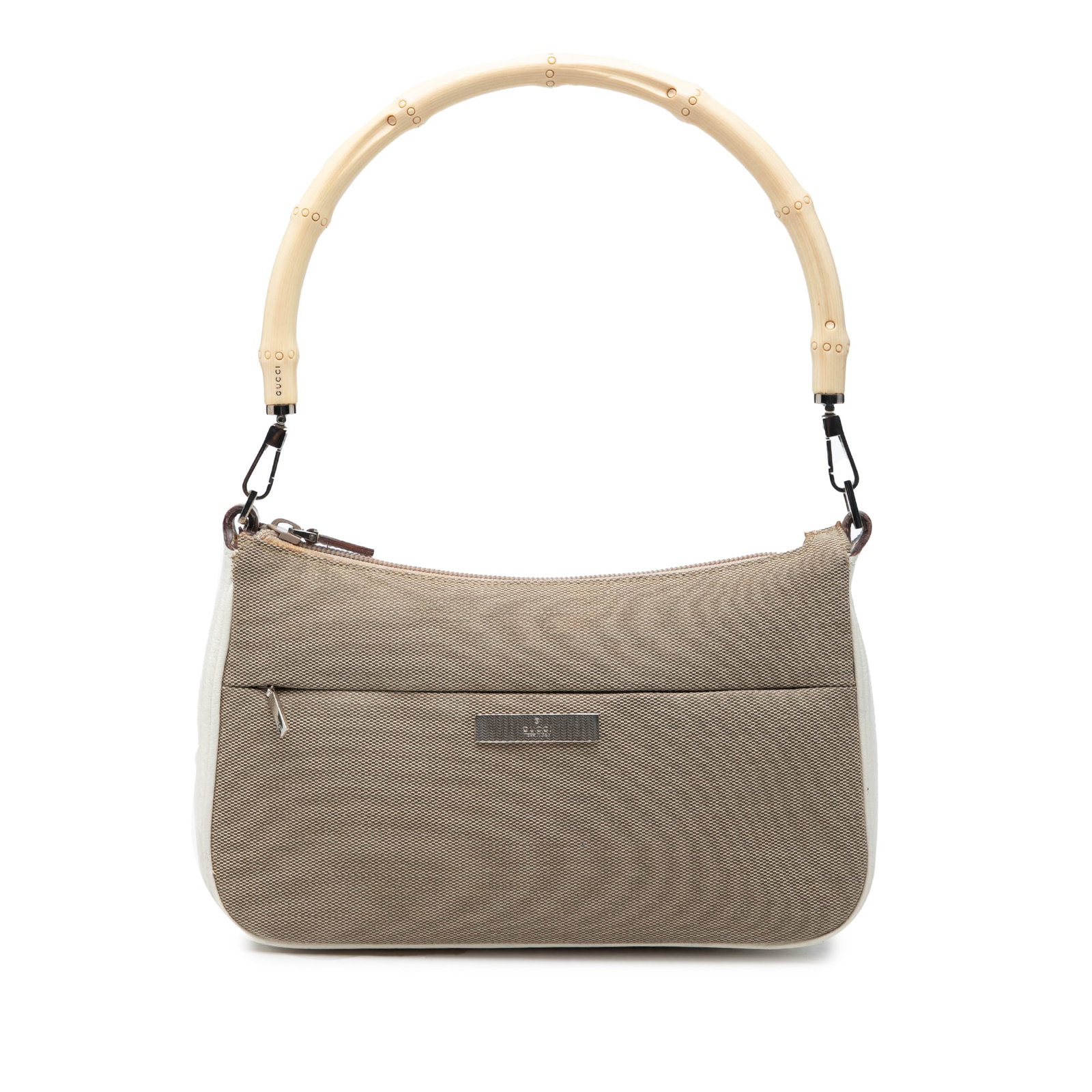 Gucci GG Canvas Bamboo Handle Shoulder Bag Beige (1 of 6)