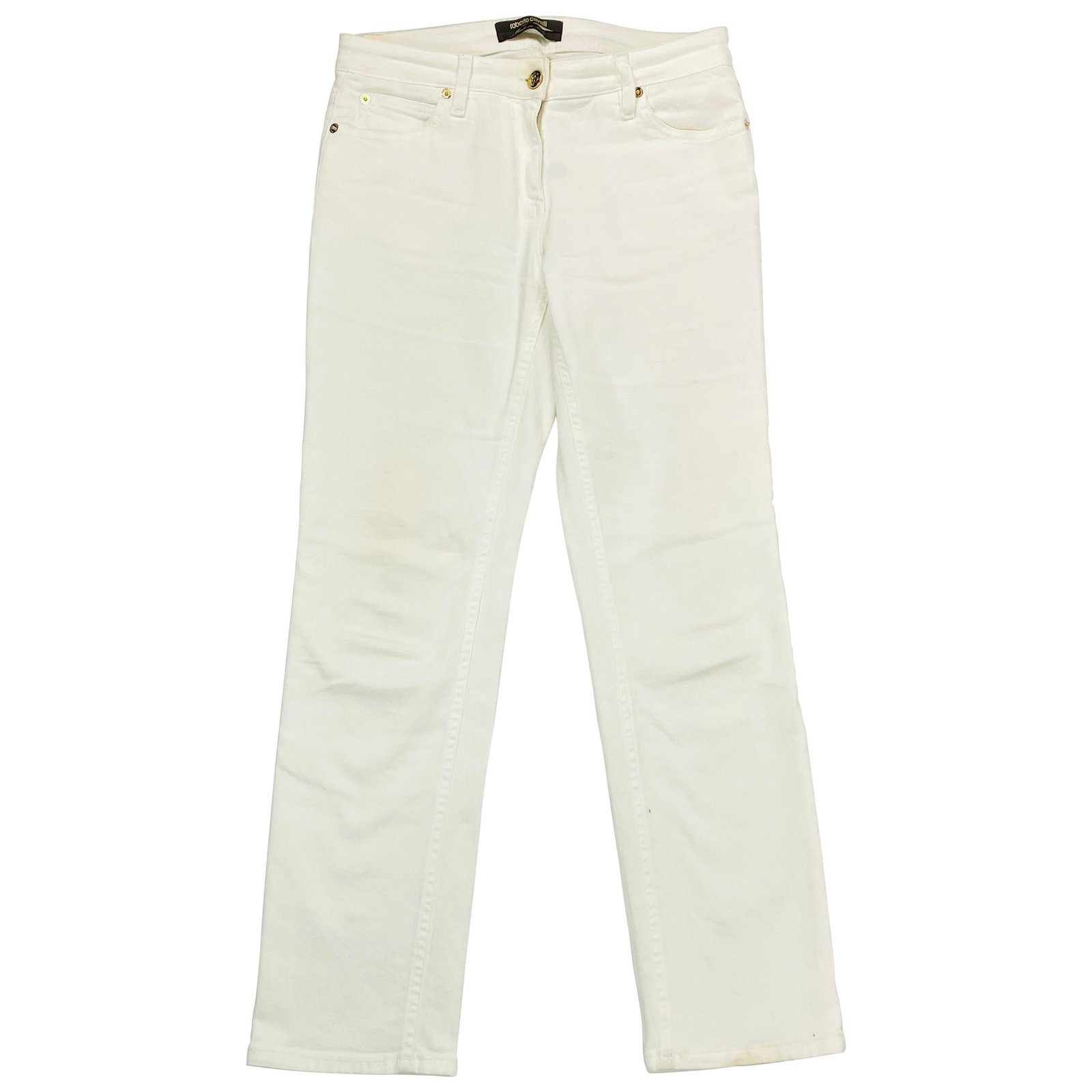 Roberto Cavalli straight leg white cotton denim jeans size 42 (1 of 7)