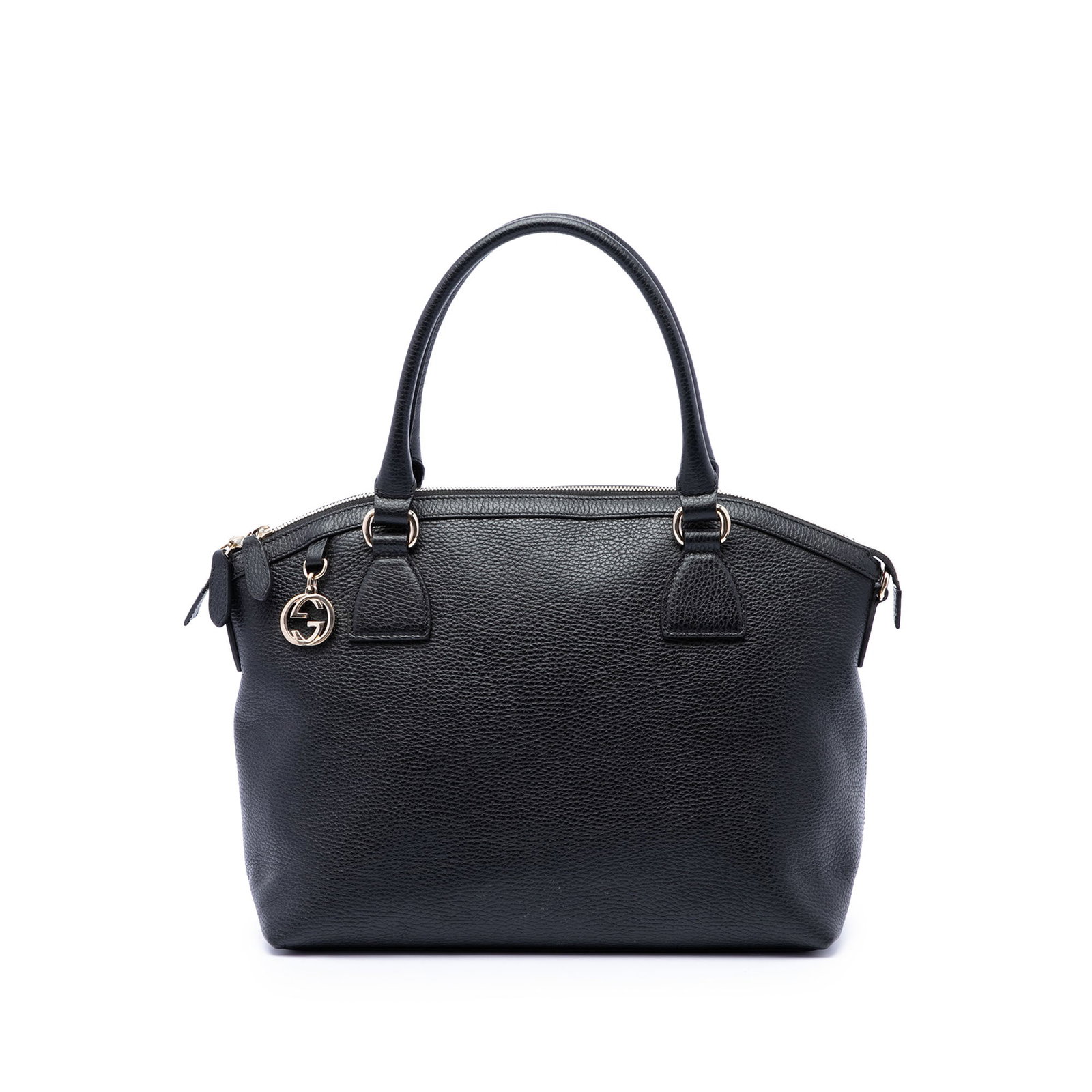 Gucci GG Charm Dome Satchel Medium Black Calfskin Leather (1 of 6)