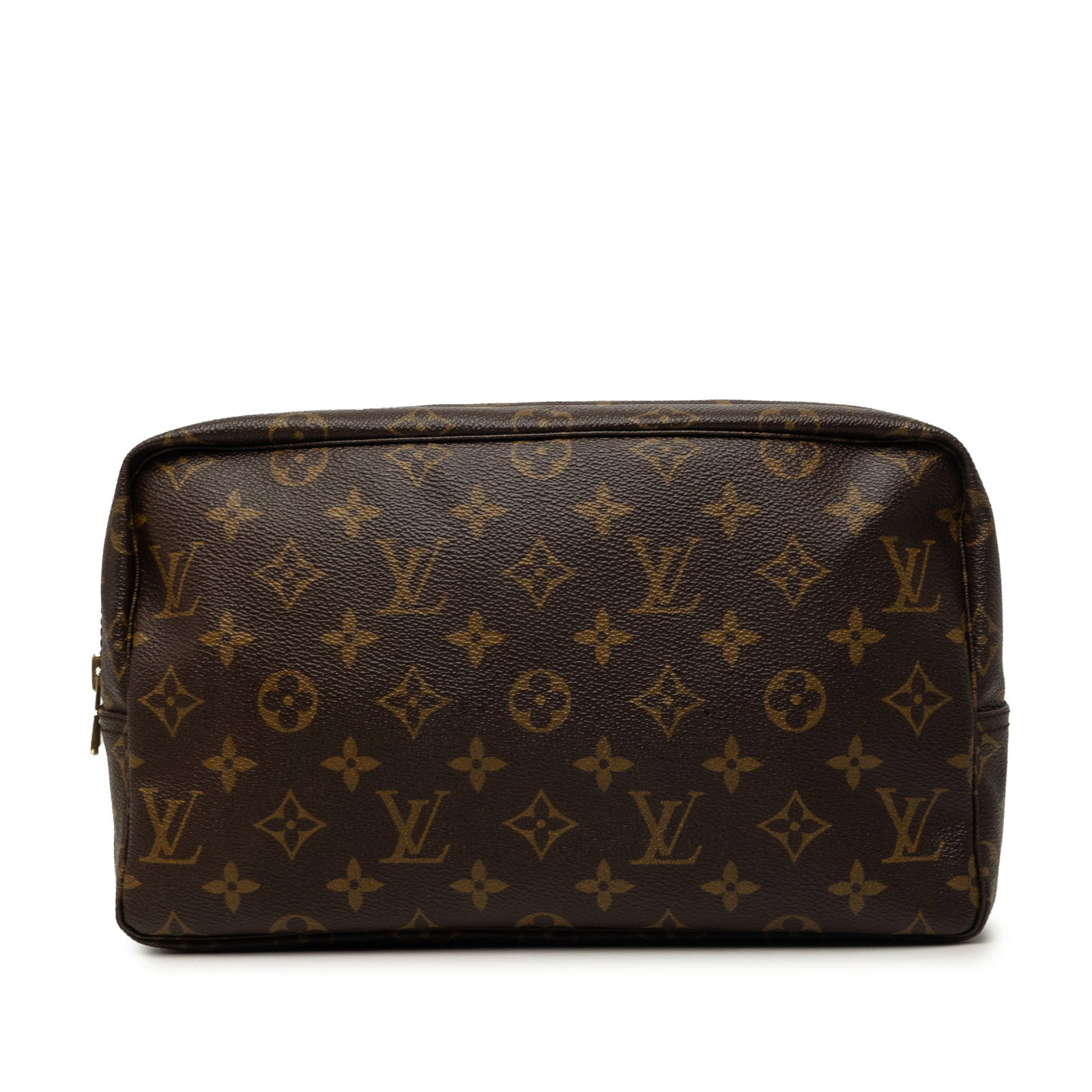 Louis Vuitton Trousse Toilette 28 Monogram Canvas Pouch: Louis Vuitton Trousse Toilette 28 Monogram Canvas Pouch Louis Vuitton Monogram Trousse Toilette 28 in brown monogram canvas with a top zip closure and an interior slip pocket. Made in France.