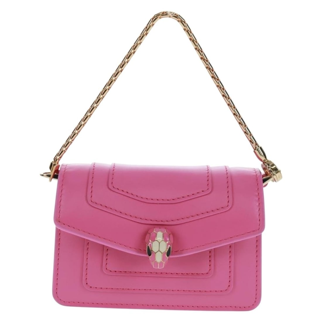 Pink Leather Bag Charm BVLGARI Italy 158219SM: Pink Leather Bag Charm BVLGARI Italy 158219SM Authentic BVLGARI pink leather bag charm made in Italy. This women's accessory is presented without the original item box or dust bag; only the item shown
