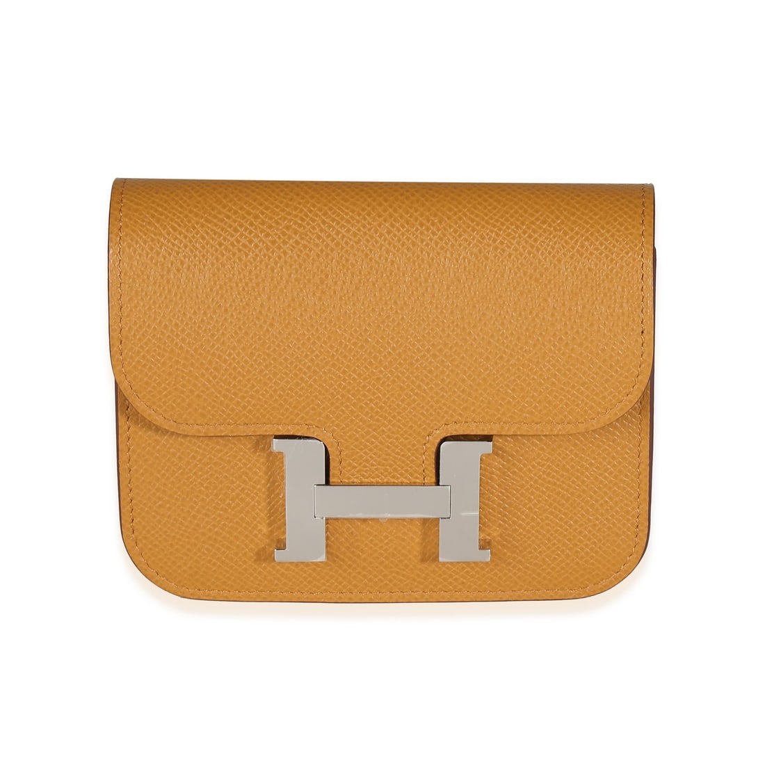 Hermes Constance Slim Wallet Sesame Epsom Leather Silver Tone: Hermes Constance Slim Wallet Sesame Epsom Leather Silver Tone Pre-owned Hermes Constance Slim Wallet in sesame Epsom leather with a magnetic snap closure and leather lining. This unisex wallet include