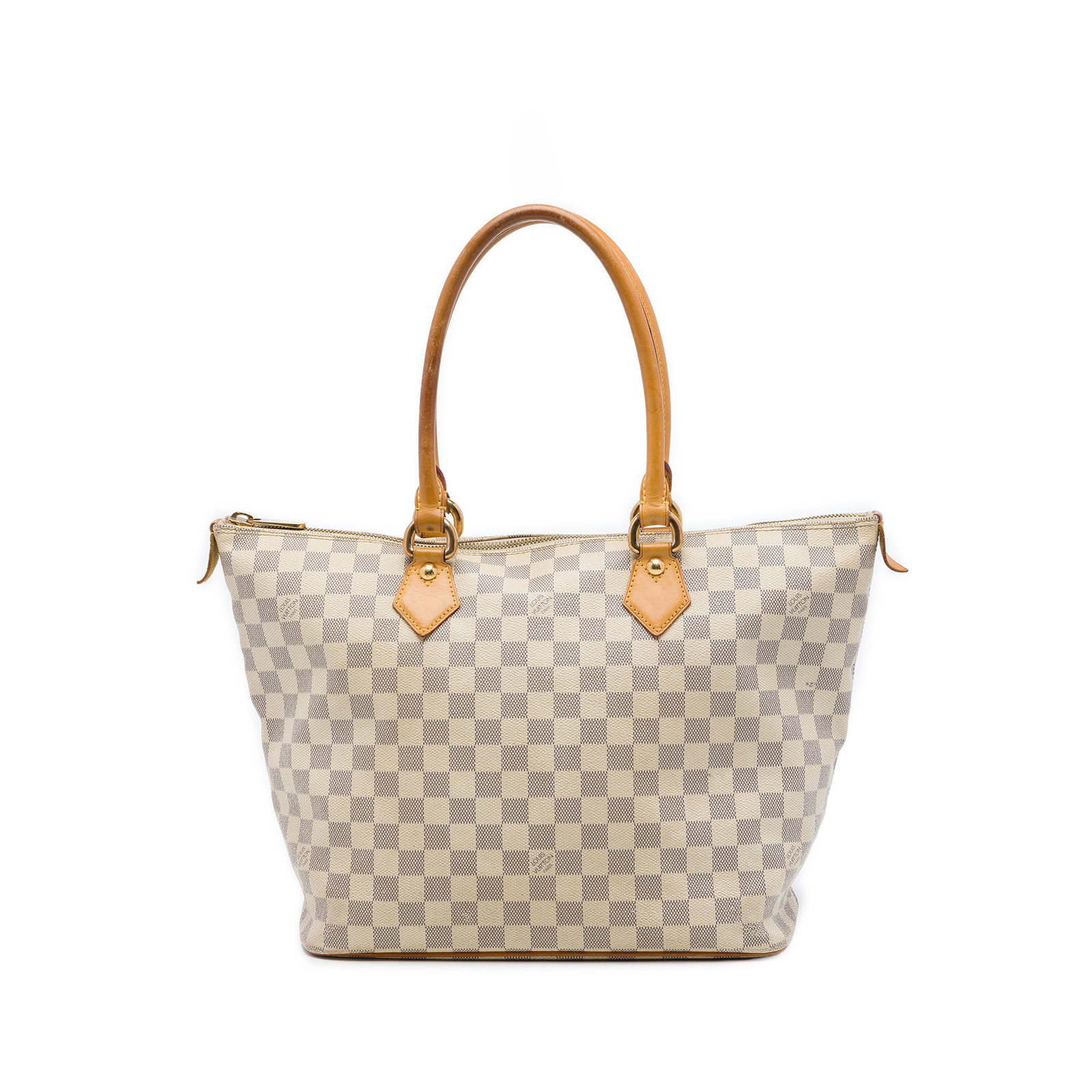Louis Vuitton Saleya MM Damier Azur Tote Bag: Louis Vuitton Saleya MM Damier Azur Tote Bag A Louis Vuitton Damier Azur Saleya MM tote bag crafted with a damier azur canvas body, rolled vachetta leather handles, a top zip closure, and interior sli