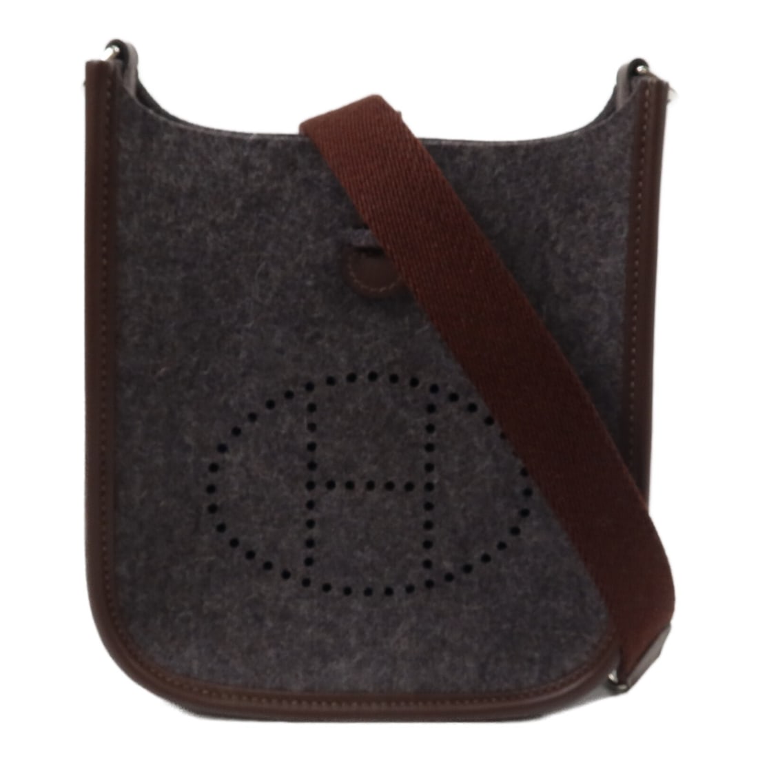 HERMES Evelyne TPM Shoulder Bag Swift Leather Wool Gris Moyen Havane: HERMES Evelyne TPM Shoulder Bag Swift Leather Wool Gris Moyen Havane Hermes Evelyne TPM shoulder bag in Gris Moyen/Havane, crafted in Vaux Swift leather, wool, and calfskin. This women's bag features 