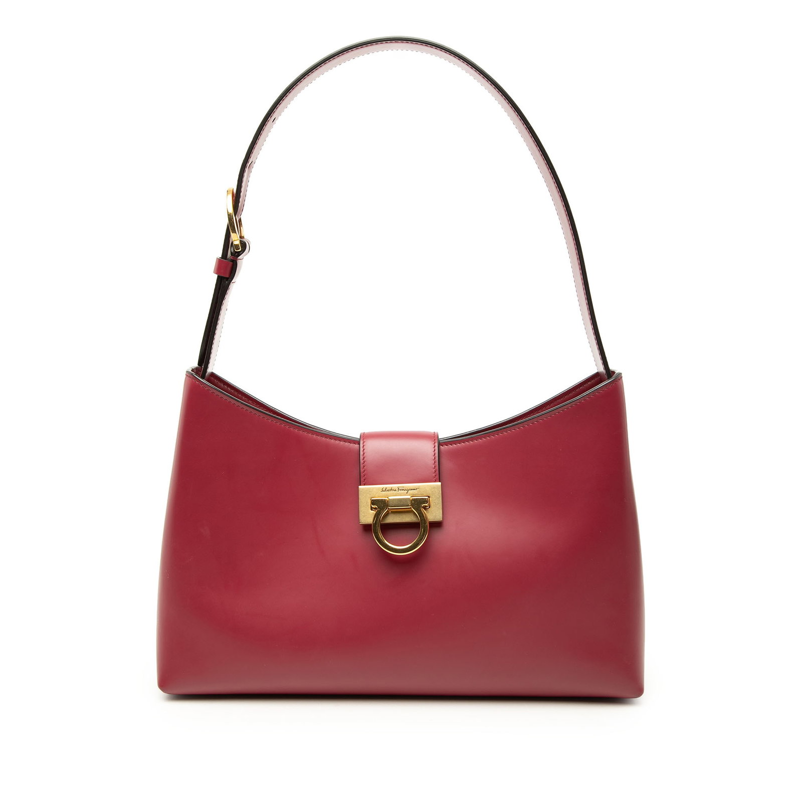Ferragamo Trifolio Gancini Leather Shoulder Bag Red (1 of 8)