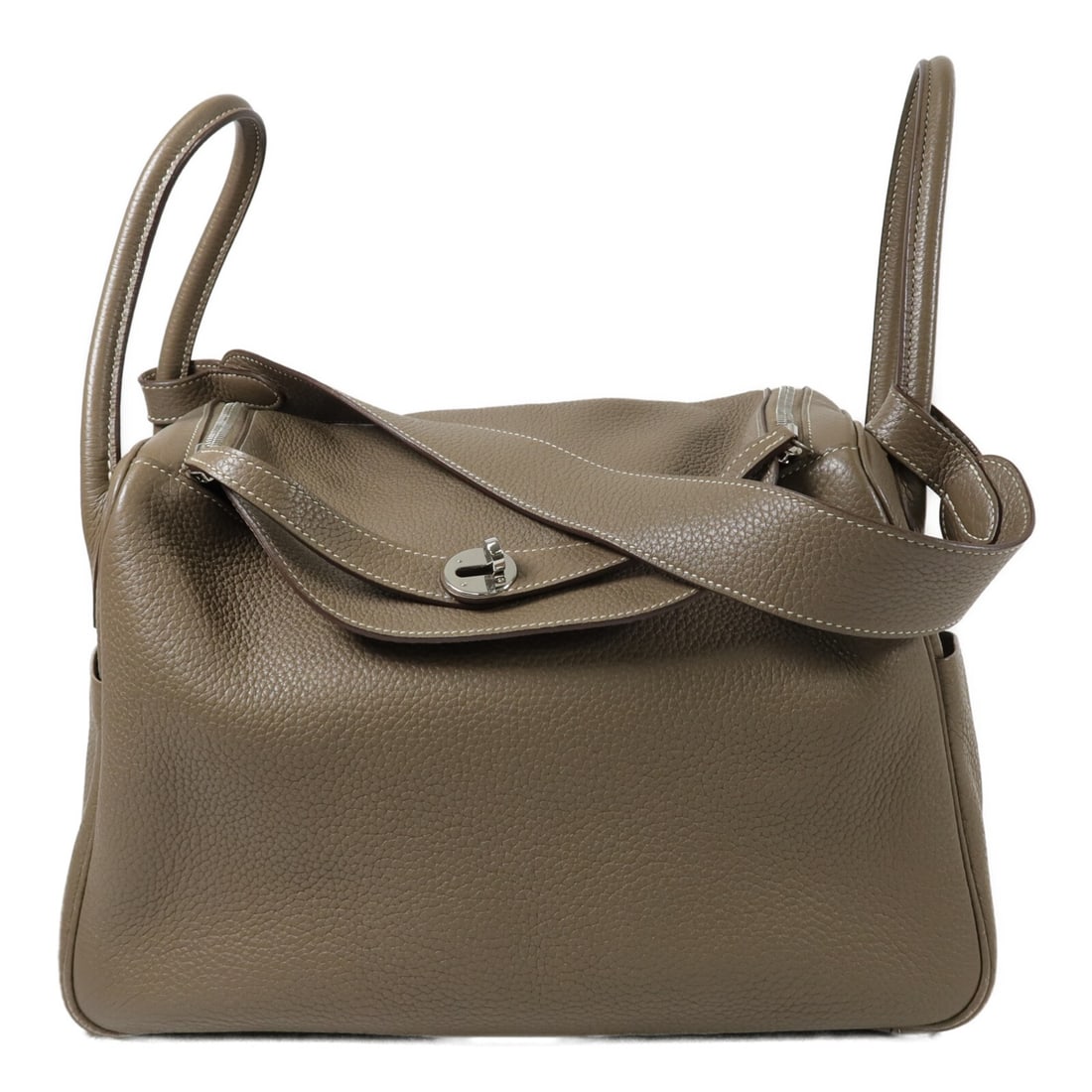 Hermes Lindy 34 Taurillon Clemence 2way Shoulder Bag Etoupe PHW: Hermes Lindy 34 Taurillon Clemence 2way Shoulder Bag Etoupe PHW Hermes Lindy 34 2-way shoulder and hand bag in Etoupe Taurillon Clemence leather with palladium-tone hardware. Made in France, this wome
