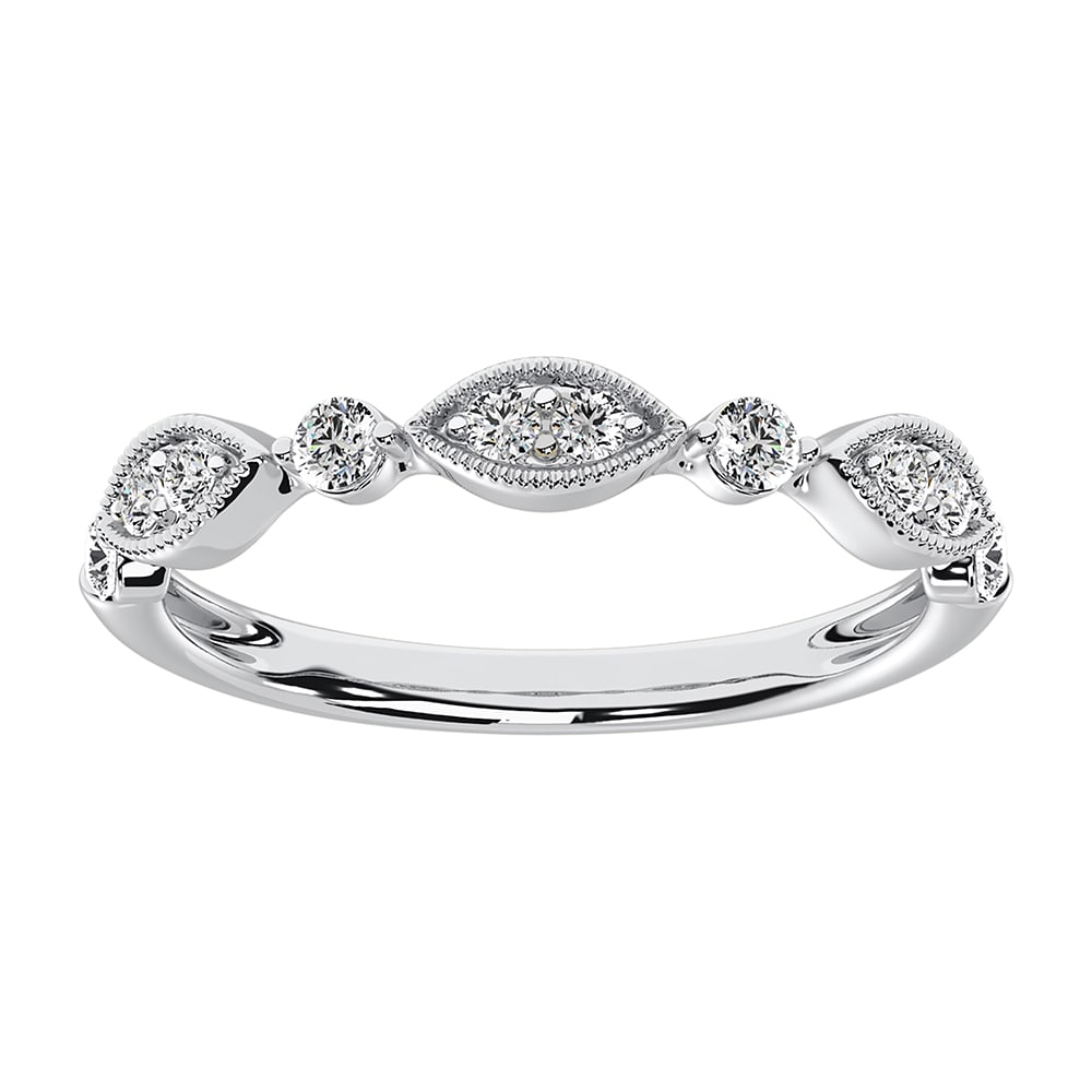 14K White Gold 1/3 Ct.Tw. Diamond Stackable Band: 14K White Gold 1/3 Ct.Tw. Diamond Stackable Band 14k White Gold Stone Color: G-h Stone Clarity: I1 Each ring is presented in standard size 6.5. Complimentary resizing is available between sizes 510 (i