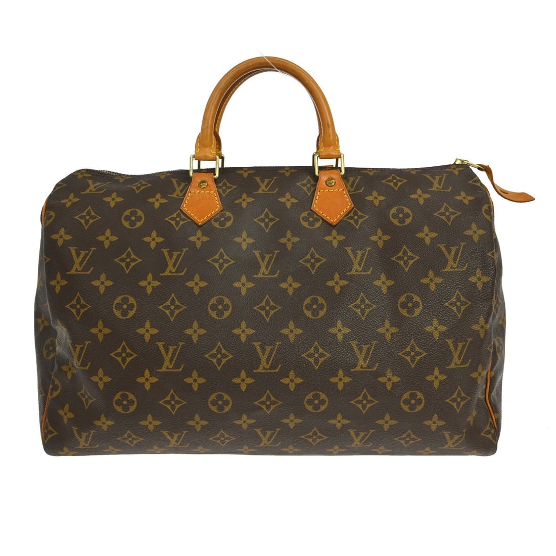 Louis Vuitton Speedy 40 Monogram Canvas Duffle Handbag M41522: Louis Vuitton Speedy 40 Monogram Canvas Duffle Handbag M41522 Vintage Louis Vuitton Speedy 40 duffle handbag in brown Monogram canvas and leather with double handles and zip closure. This women's bag 