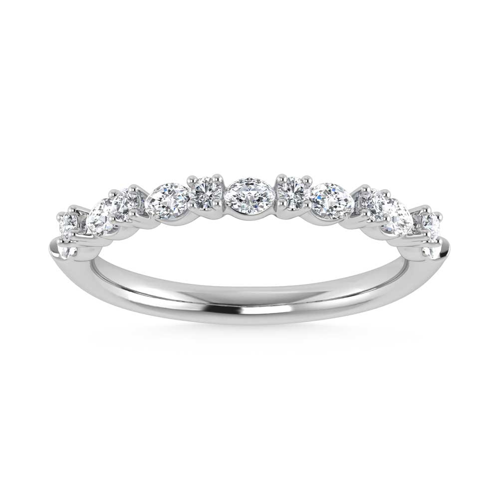 14K White Gold Lab Grown Diamond 5/8 Ct.Tw. Marquise and Round Stackable Band: 14K White Gold Lab Grown Diamond 5/8 Ct.Tw. Marquise and Round Stackable Band The 14K White Gold Lab Grown Diamond Marquise and Round Stackable Band with 5/8 Ct. of diamonds offers an elegant and sust