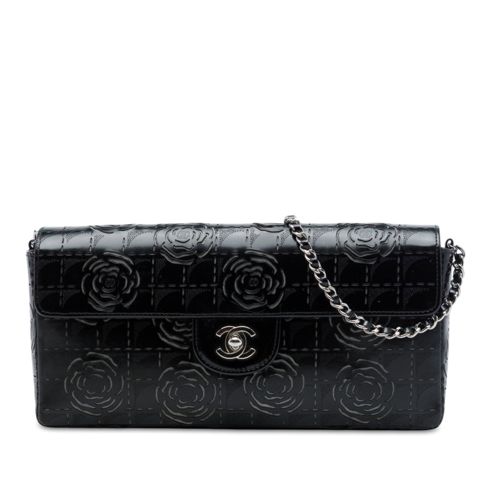 Chanel Laser Cut Camellia East West Flap Patent Leather Shoulder Bag (1 of 6)