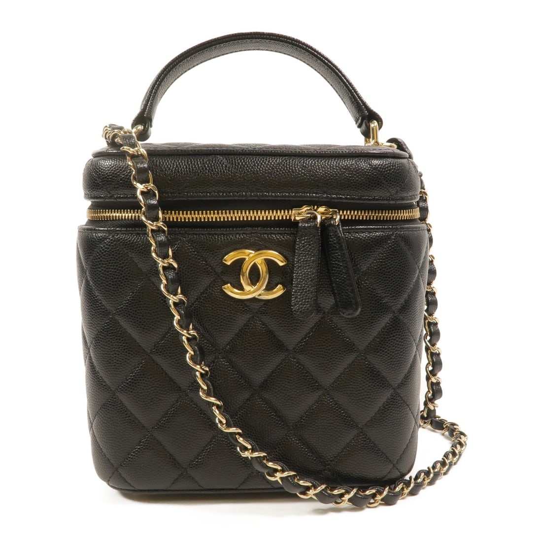 CHANEL Vanity Case 2 Way Shoulder Bag Black Calfskin CC GHW (1 of 16)