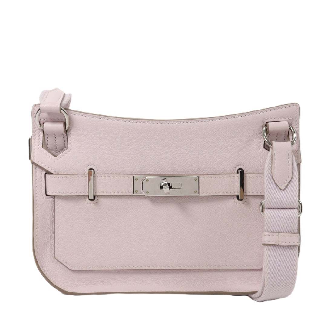 HERMES Mini Jypsiere Shoulder Bag Evercolor Leather Rose Darling PHW: HERMES Mini Jypsiere Shoulder Bag Evercolor Leather Rose Darling PHW Mini Jypsiere shoulder bag in Evercolor leather with palladium-tone hardware and a turn-lock closure. The interior includes two ope