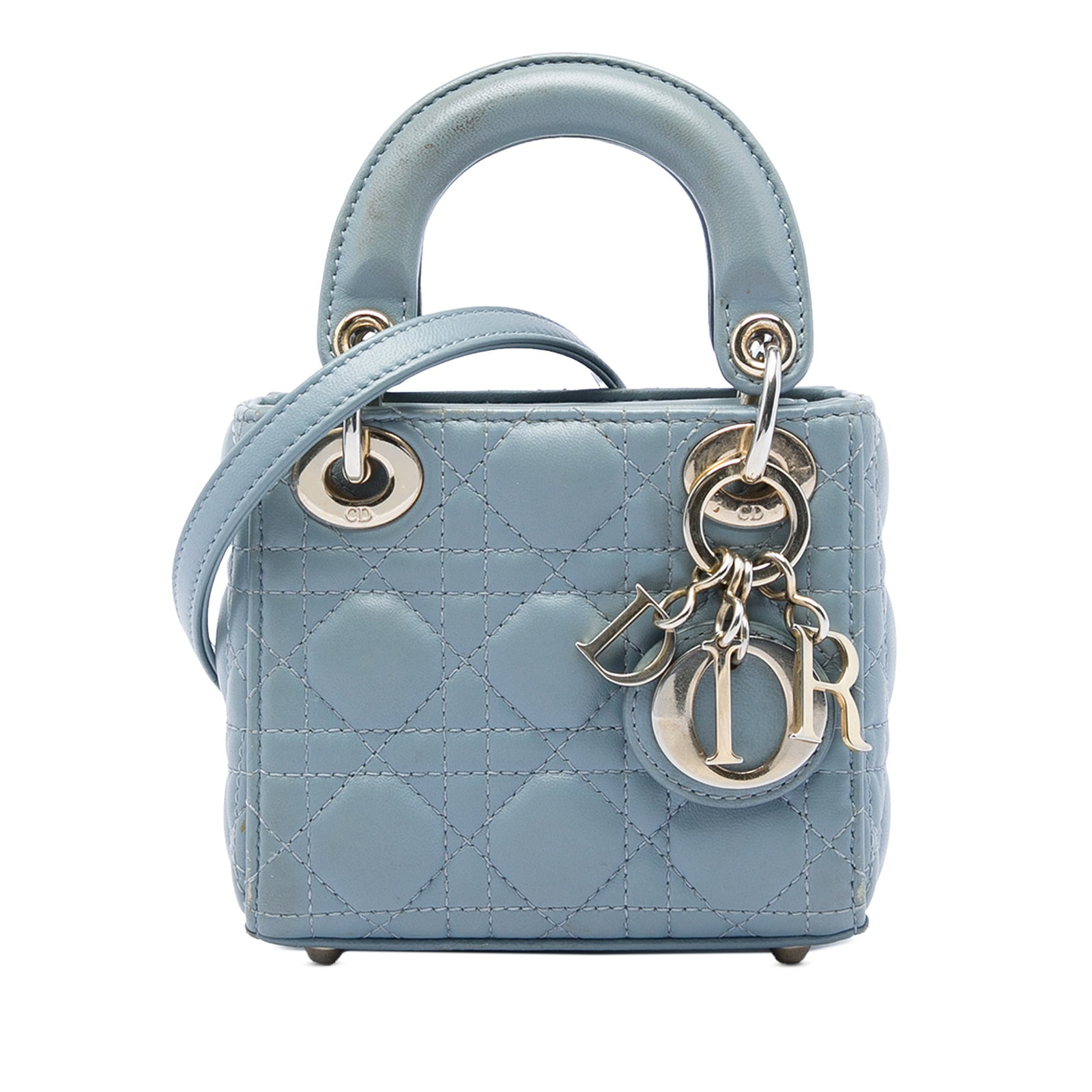 Dior Lady Dior Micro Cannage Lambskin Shoulder Bag Blue (1 of 5)