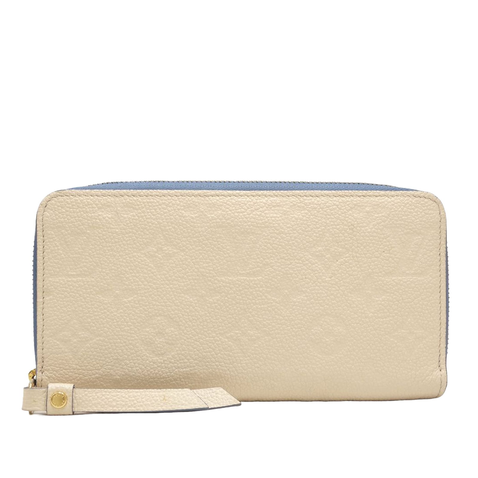 Louis Vuitton Zippy Long Wallet Monogram Empreinte Leather Beige: Louis Vuitton Zippy Long Wallet Monogram Empreinte Leather Beige A Louis Vuitton Monogram Empreinte Zippy long wallet crafted in leather with a zip-around closure. The interior includes zip and slip p