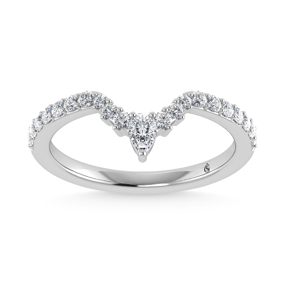 14K White Gold Diamond 1/3 Ct. Tw. Chevron Band: 14K White Gold Diamond 1/3 Ct. Tw. Chevron Band 14k White Gold Stone Color: G-h Stone Clarity: Si2 Each ring is presented in standard size 6.5. Complimentary resizing is available between sizes 510 (i