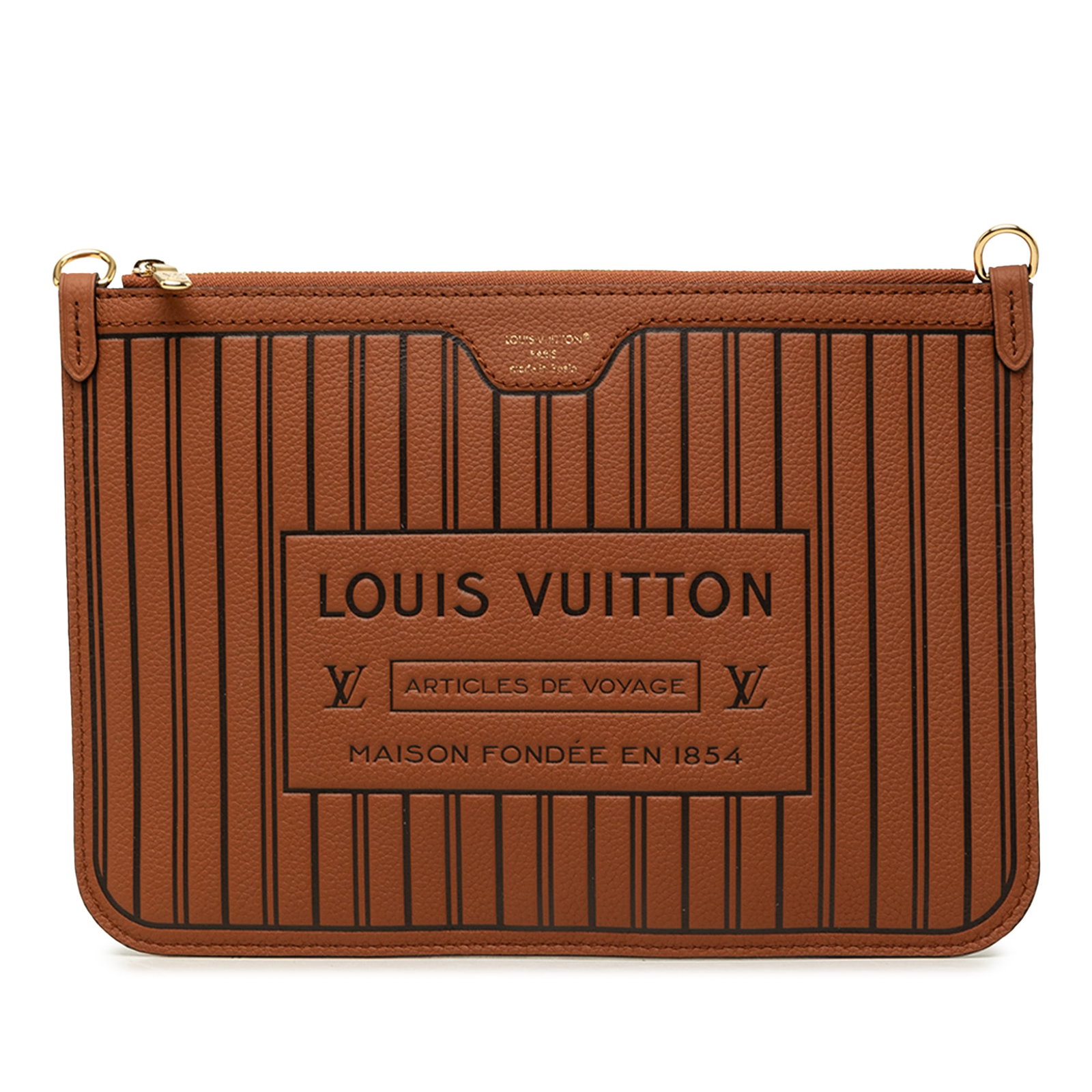 Louis Vuitton Neverfull Inside Out MM Calfskin Zip Pouch: Louis Vuitton Neverfull Inside Out MM Calfskin Zip Pouch A Louis Vuitton Neverfull Inside Out MM pouch crafted in calfskin leather with a structured silhouette and top zip closure. Made in Spain, this