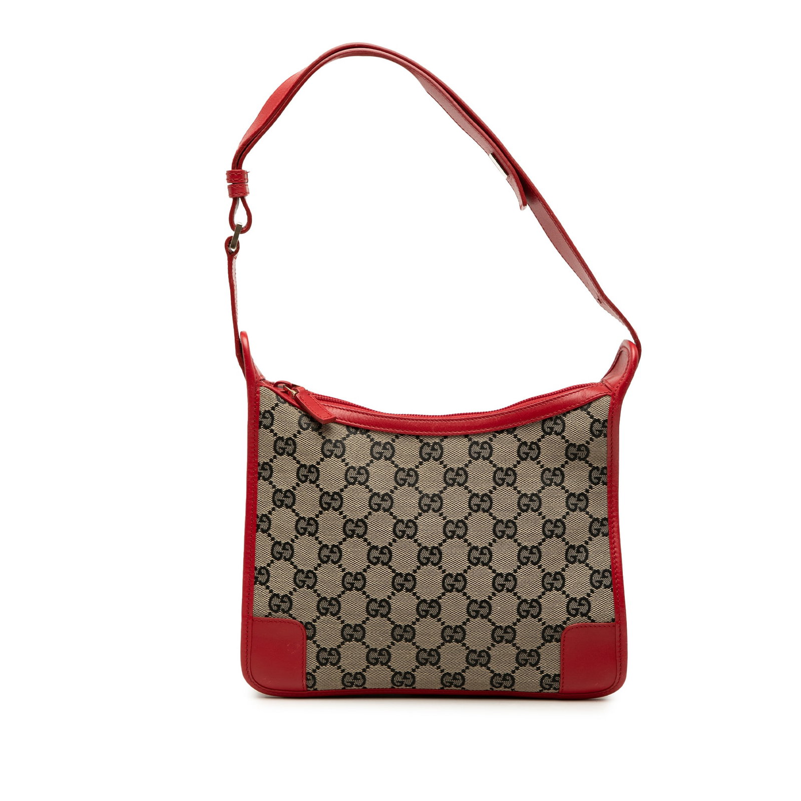 Gucci GG Canvas Zip Top Shoulder Bag Beige Leather Trim: Gucci GG Canvas Zip Top Shoulder Bag Beige Leather Trim Gucci GG Canvas shoulder bag in beige with leather trim and a flat leather strap. The bag features a top zip closure and an interior zip pocket.
