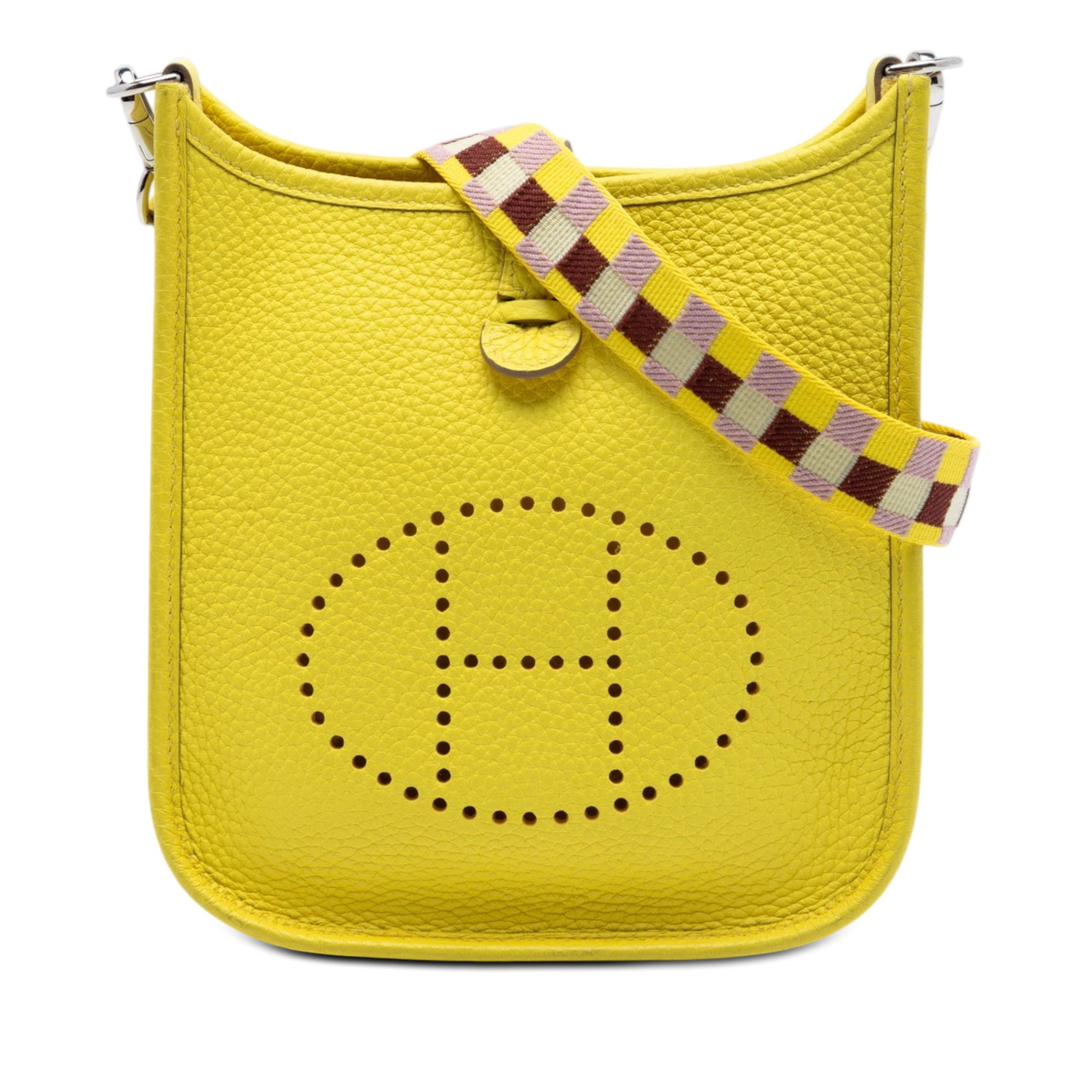 Hermes Evelyne 16 Clemence Leather Shoulder Bag Yellow: Hermes Evelyne 16 Clemence Leather Shoulder Bag Yellow Hermes Clemence Amazone Evelyne 16 shoulder bag in yellow leather with a flat canvas strap and an open top with tuck closure. Condition is AB. No