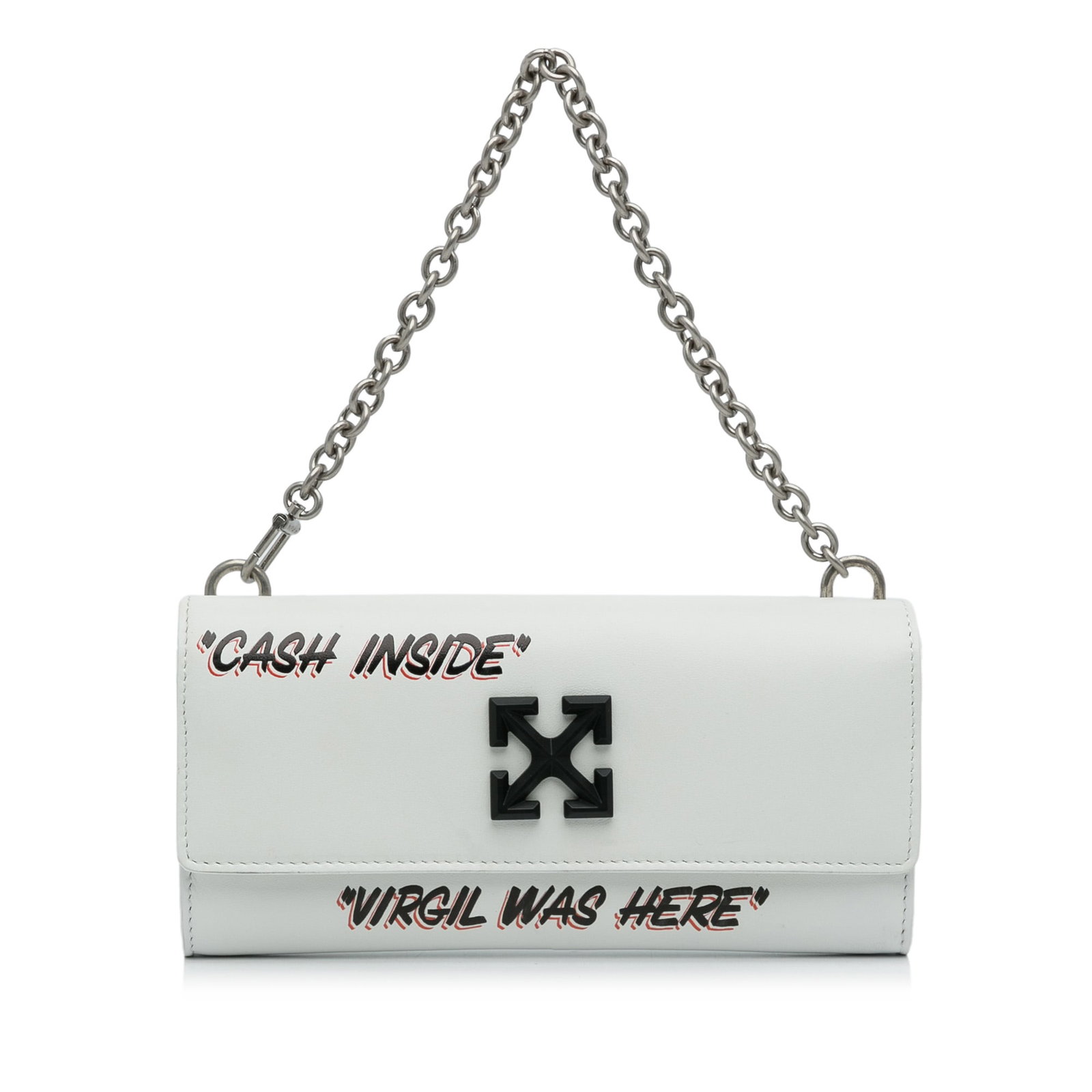 Off-White Jitney Quote Leather Wallet on Chain White (1 of 13)