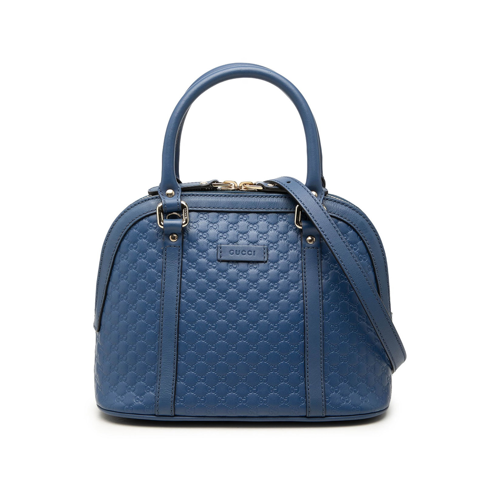 Gucci Microguccissima Mini Dome Satchel Blue Leather: Gucci Microguccissima Mini Dome Satchel Blue Leather This Gucci Mini Microguccissima Dome Satchel is crafted in blue embossed leather with a structured dome silhouette. It features rolled leather hand