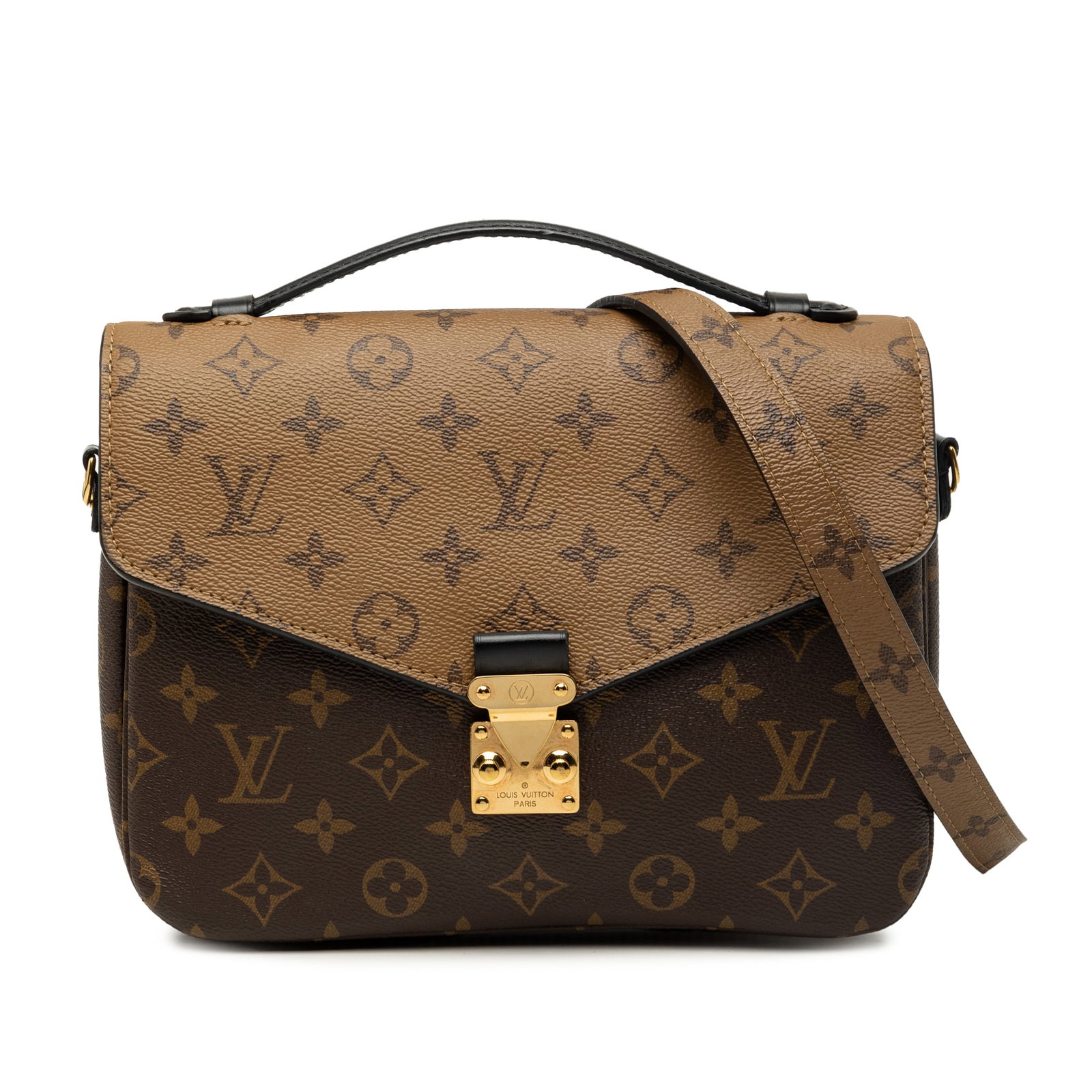 Louis Vuitton Pochette Metis Monogram Reverse Shoulder Bag: Louis Vuitton Pochette Metis Monogram Reverse Shoulder Bag Louis Vuitton Monogram Reverse Pochette Metis in brown monogram canvas with a structured silhouette and versatile carry options. The bag feat