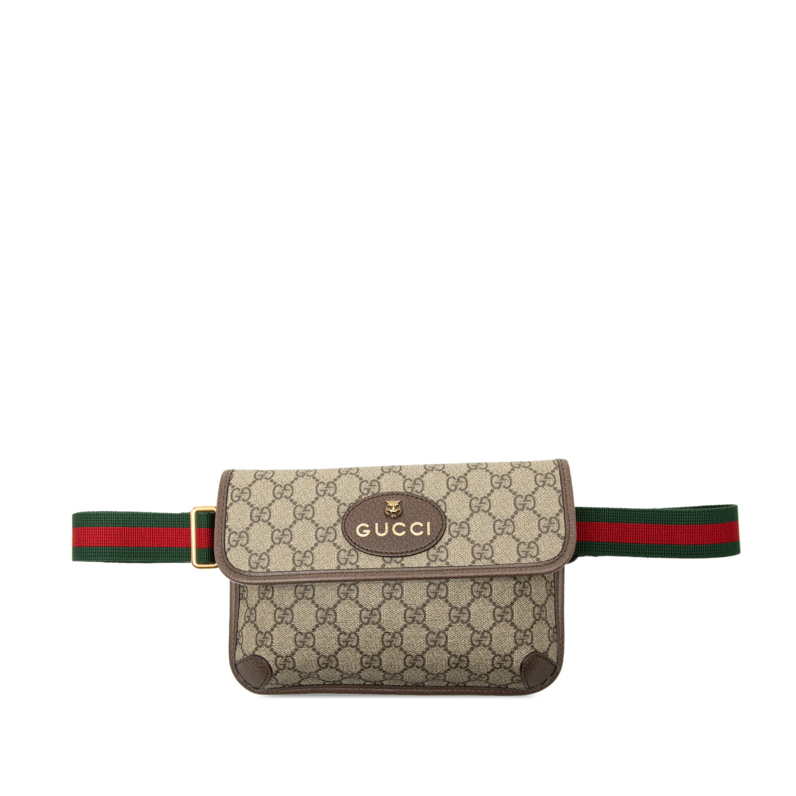 Gucci Neo Vintage GG Supreme Web Belt Bag Beige: Gucci Neo Vintage GG Supreme Web Belt Bag Beige A Gucci GG Supreme Web Neo Vintage belt bag crafted with a coated canvas body and leather trim. It features an adjustable flat web waist strap and a fro