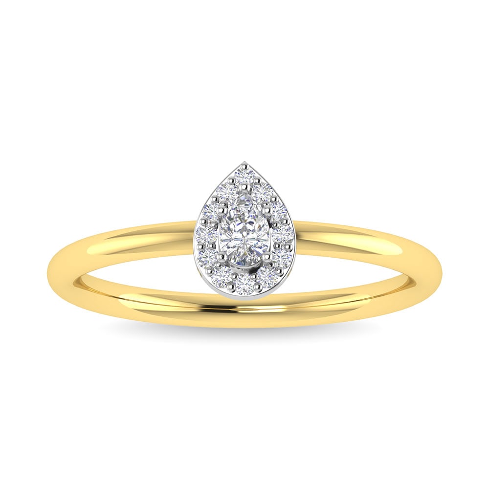 Diamond 1/6 Ct.Tw. Pear Cut Promise Ring in 14K Two Tone Gold: Diamond 1/6 Ct.Tw. Pear Cut Promise Ring in 14K Two Tone Gold Diamond 1/6 Ct.Tw. Pear Cut Promise Ring in 14K Two Tone Gold 14k Two Tone Stone Color: G-h Stone Clarity: I1 Each ring is presented in st
