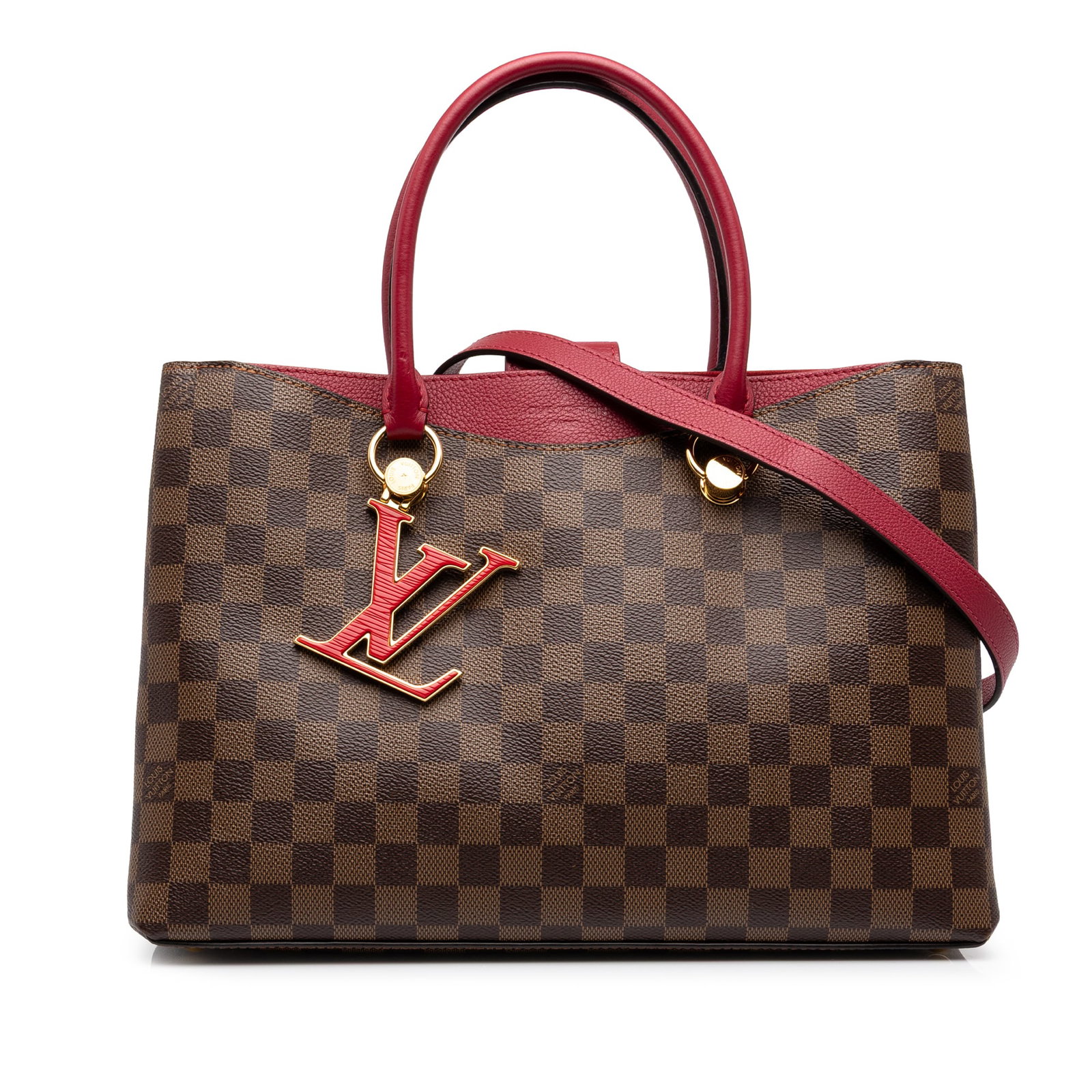 Louis Vuitton Riverside Damier Ebene Brown Handbag: Louis Vuitton Riverside Damier Ebene Brown Handbag The Louis Vuitton Damier Ebene Riverside is a brown bag crafted with a Damier Ebene canvas body. It features rolled leather handles, a detachable fla
