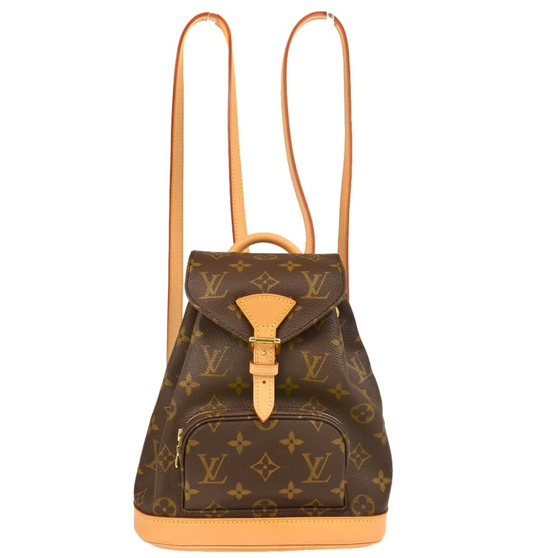 Louis Vuitton Mini Montsouris Monogram Canvas Leather Backpack M51137: Louis Vuitton Mini Montsouris Monogram Canvas Leather Backpack M51137 Vintage Louis Vuitton Mini Montsouris backpack in brown Monogram canvas with leather trim. This small backpack features a flap buc