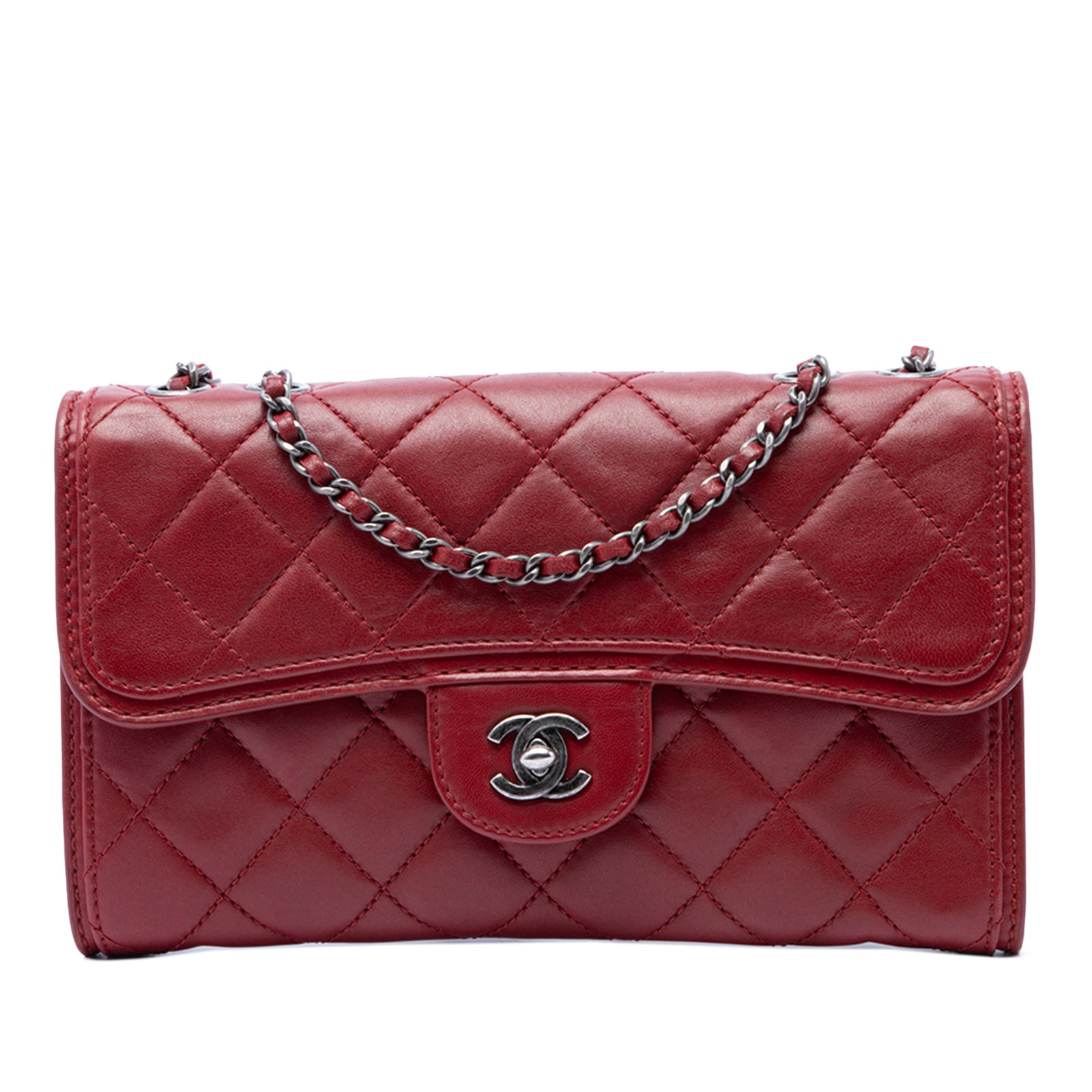 Chanel Citizen Zip Flap Small Red Quilted Lambskin Crossbody Bag: Chanel Citizen Zip Flap Small Red Quilted Lambskin Crossbody Bag A Chanel Small Quilted Lambskin Citizen Zip Flap crossbody bag in red lambskin leather. This bag features a quilted body, a leather-wov