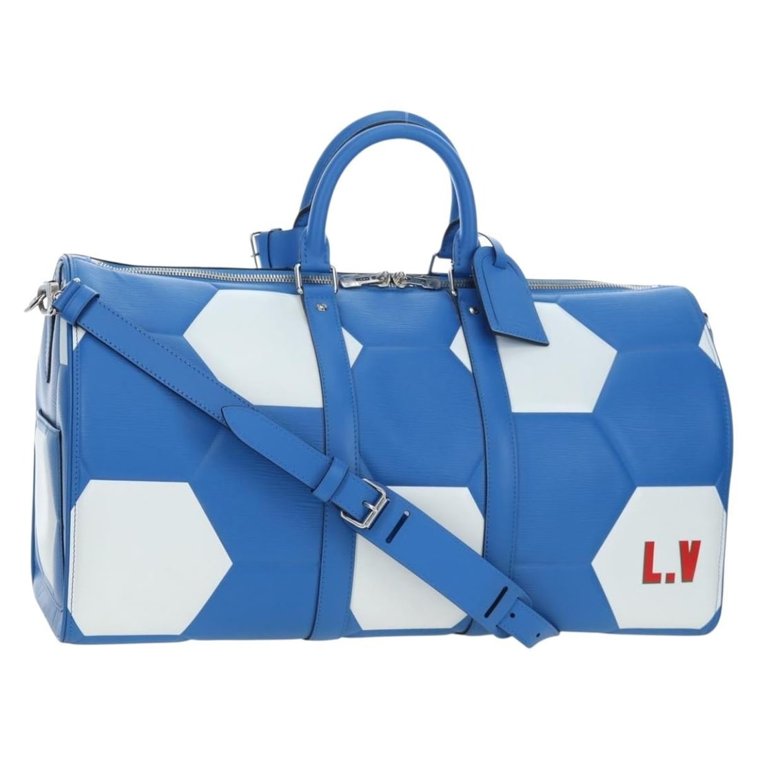 Louis Vuitton M52120 Keepall Bandouliere 50 Epi Leather Blue Boston Bag: Louis Vuitton M52120 Keepall Bandouliere 50 Epi Leather Blue Boston Bag Louis Vuitton Keepall Bandouliere 50 from the 2018 FIFA collection in blue Epi leather. This Boston bag is made in France and co