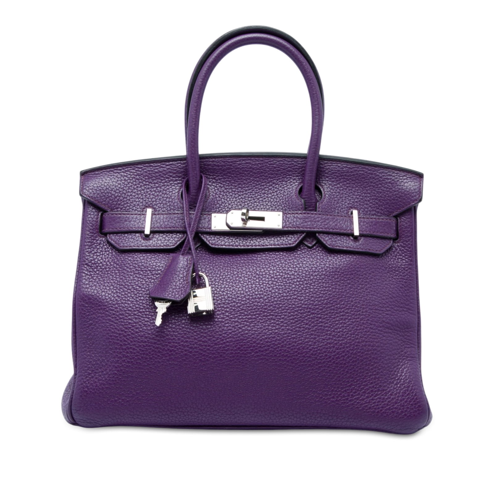 Hermes Birkin Retourne 30 Clemence Leather Handbag Ultraviolet: Hermes Birkin Retourne 30 Clemence Leather Handbag Ultraviolet Hermes Birkin Retourne 30 in Ultraviolet Clemence leather with rolled leather handles, a flap closure with pull-through strap and turn lo