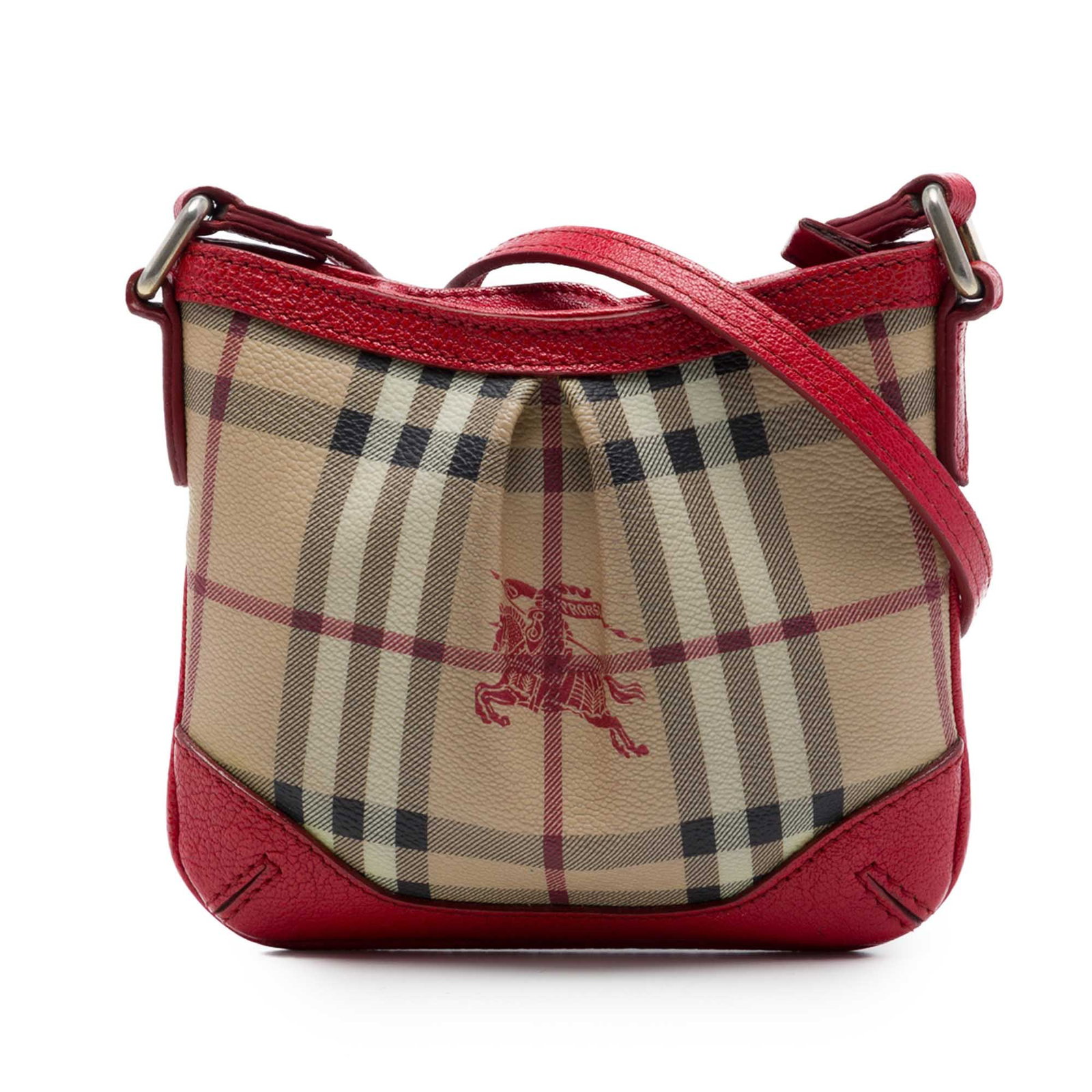 Burberry Hartham Mini Crossbody in Haymarket Check Coated Canvas: Burberry Hartham Mini Crossbody in Haymarket Check Coated Canvas Burberry Mini Haymarket Check Hartham crossbody bag in coated canvas with a flat leather strap and top zip closure. Made in Italy, this