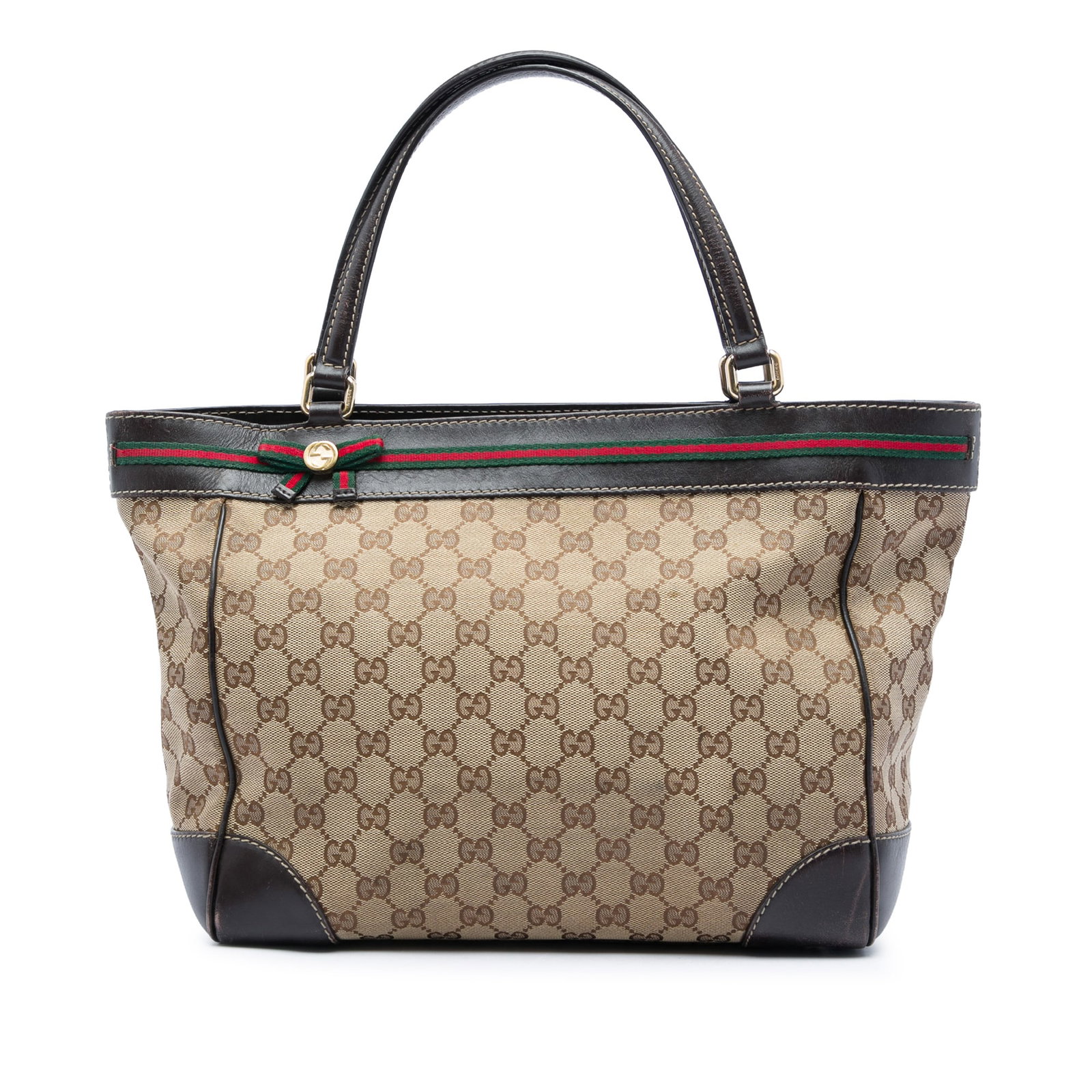 Gucci Mayfair Tote Beige GG Canvas Web Bag: Gucci Mayfair Tote Beige GG Canvas Web Bag Gucci GG Canvas Web Mayfair tote bag crafted with a canvas body and leather trim. This tote features flat leather straps, an open top with a magnetic snap bu